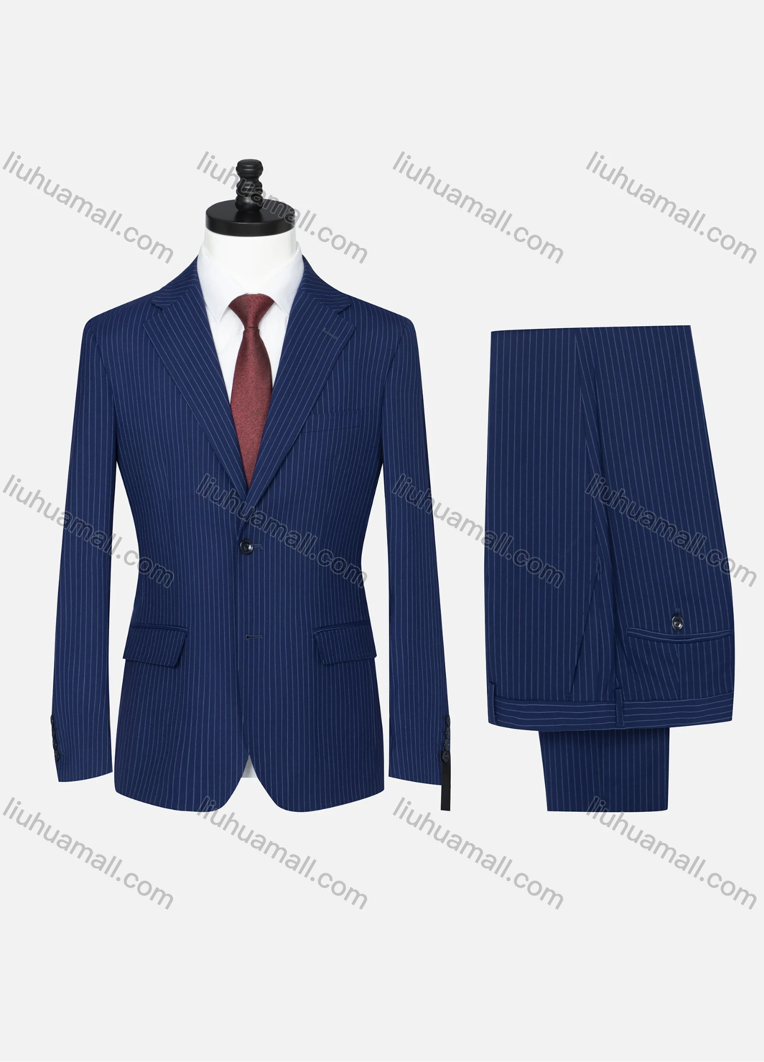 Wholesale Men's Formal Striped Two Button Blazer Jacket & Pants 2 Piece Suit Set X6070# - Liuhuamall