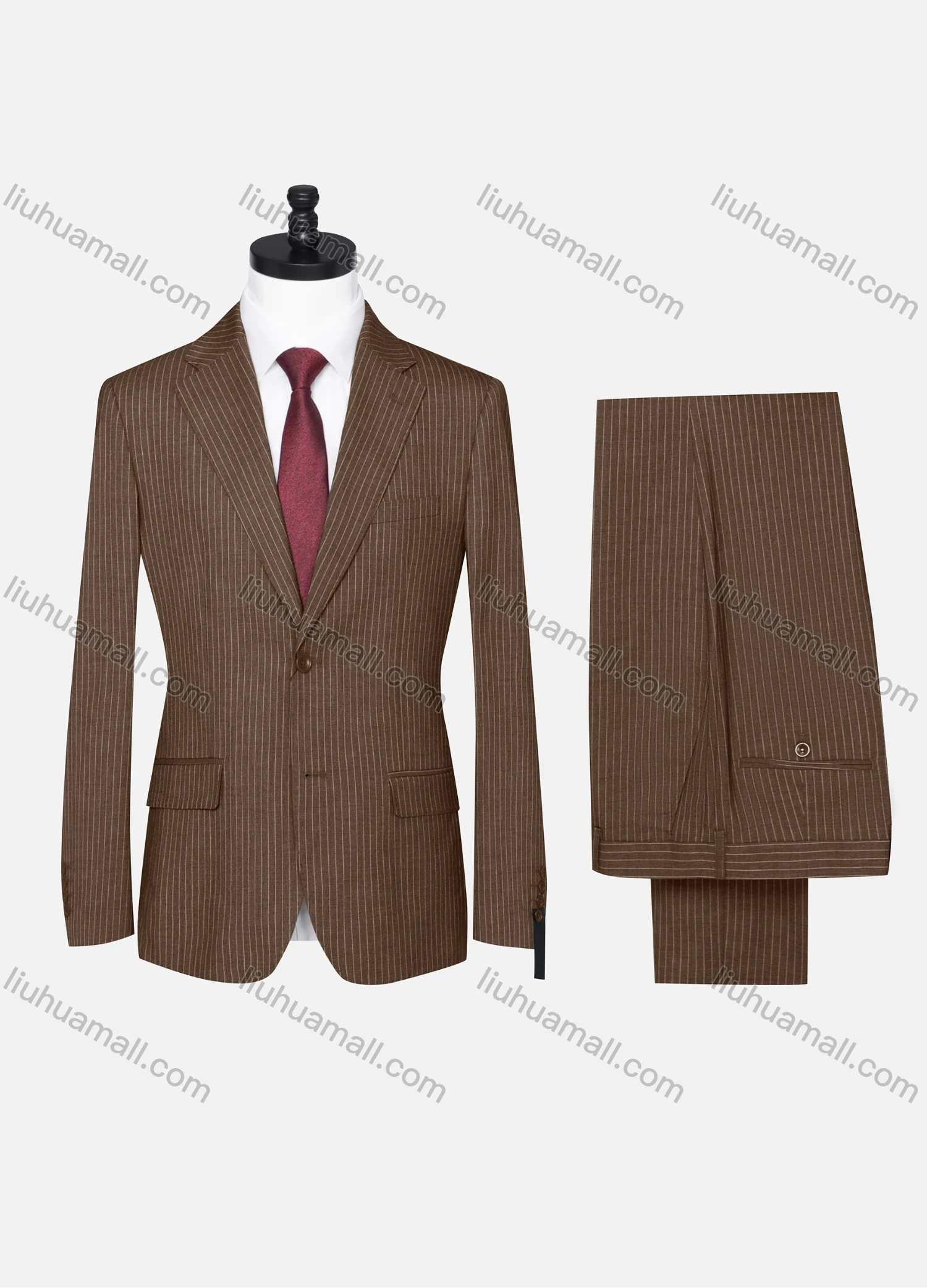 Wholesale Men's Formal Striped Two Button Blazer Jacket & Pants 2 Piece Suit Set X6070# - Liuhuamall