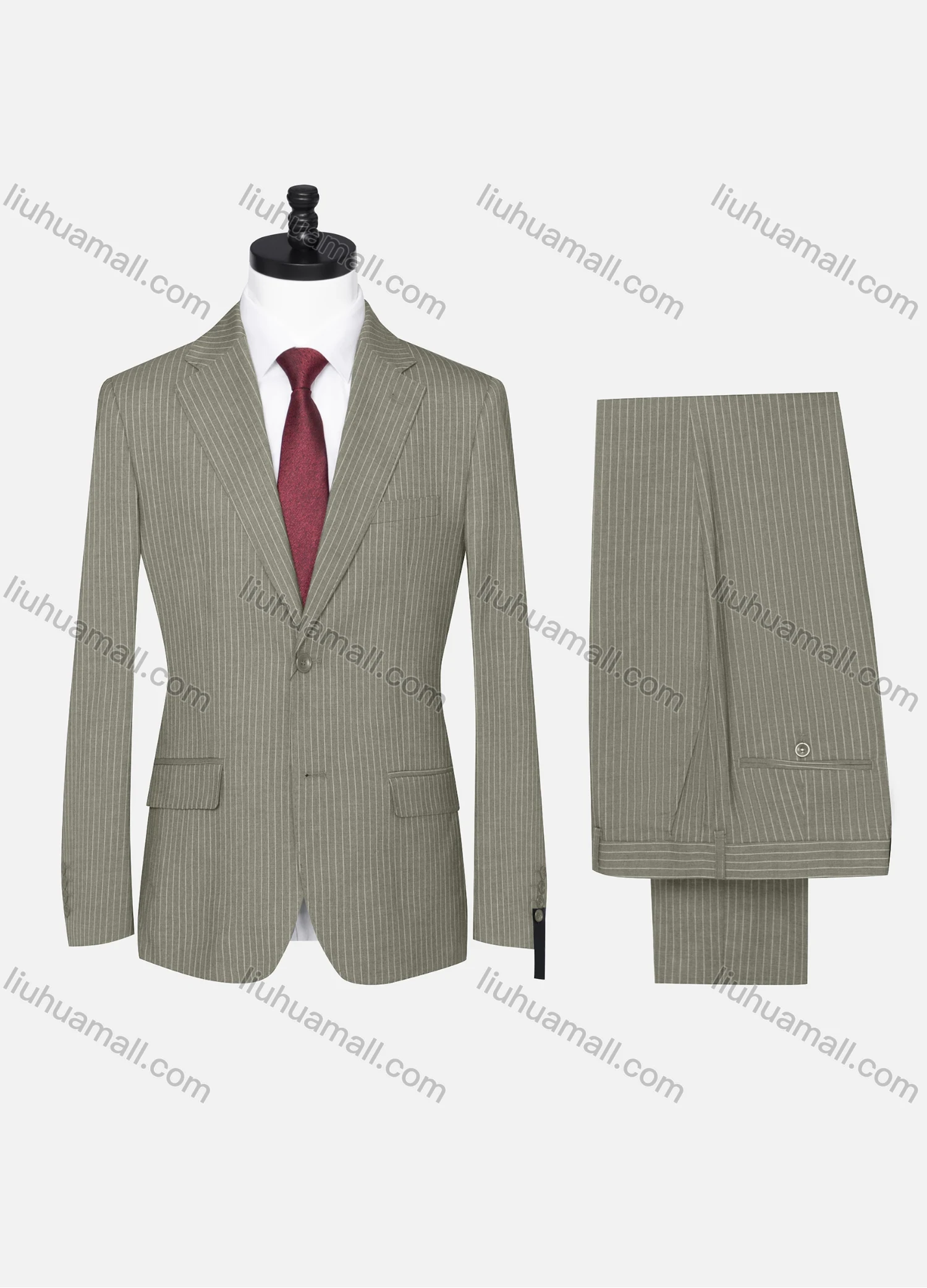 Wholesale Men's Formal Striped Two Button Blazer Jacket & Pants 2 Piece Suit Set X6070# - Liuhuamall