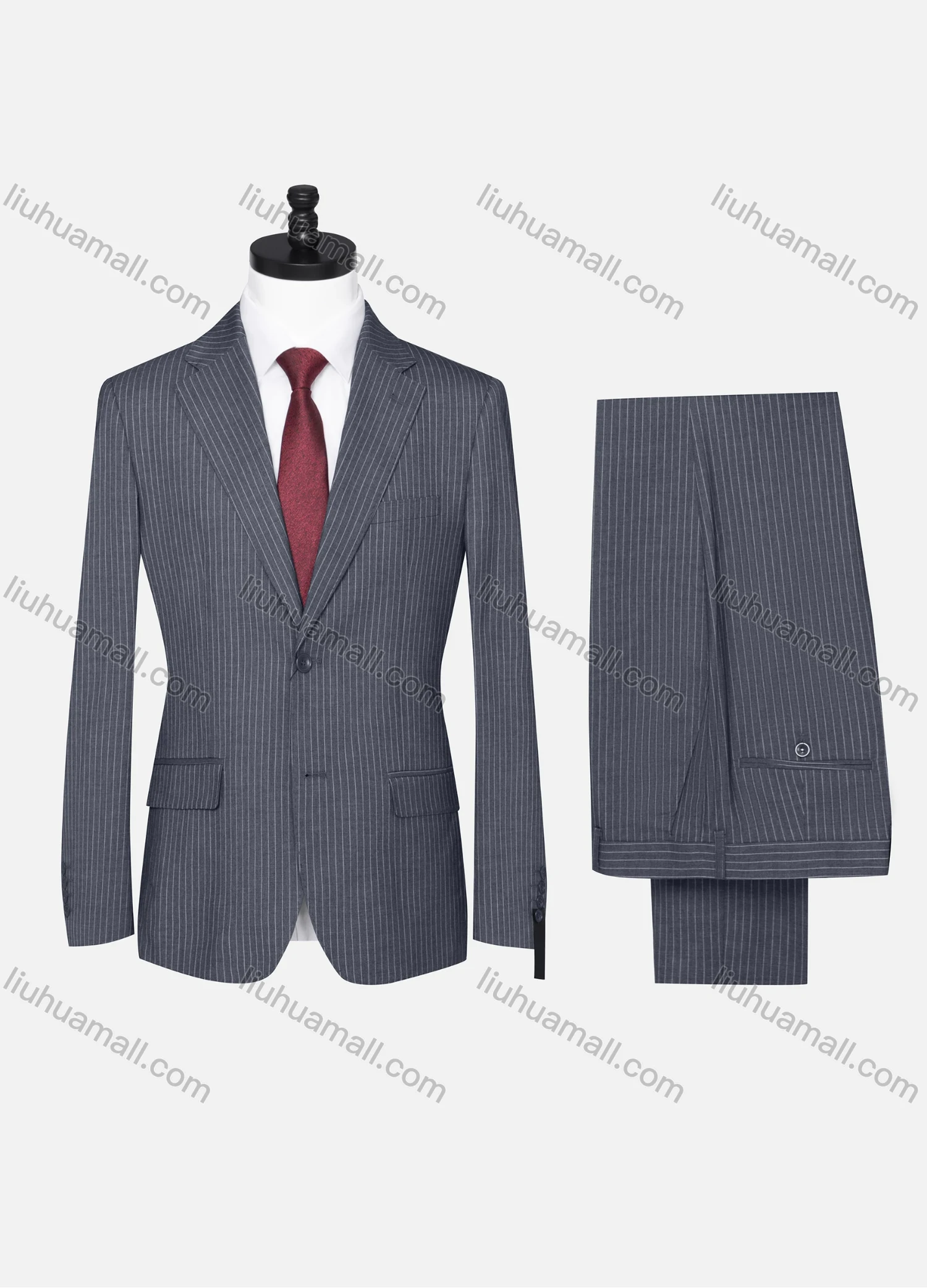 Wholesale Men's Formal Striped Two Button Blazer Jacket & Pants 2 Piece Suit Set X6070# - Liuhuamall