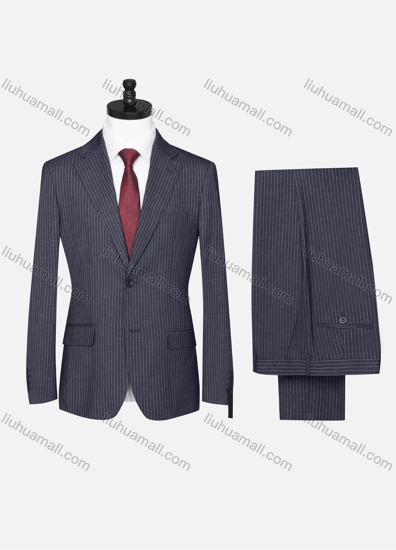 Wholesale Men's Formal Striped Two Button Blazer Jacket & Pants 2 Piece Suit Set X6070# - Liuhuamall