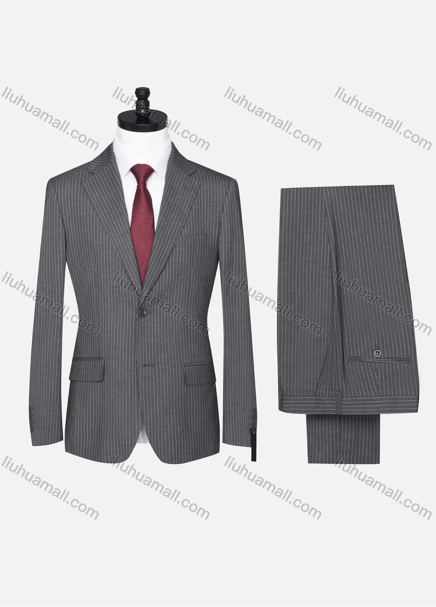 Wholesale Men's Formal Striped Two Button Blazer Jacket & Pants 2 Piece Suit Set X6070# - Liuhuamall