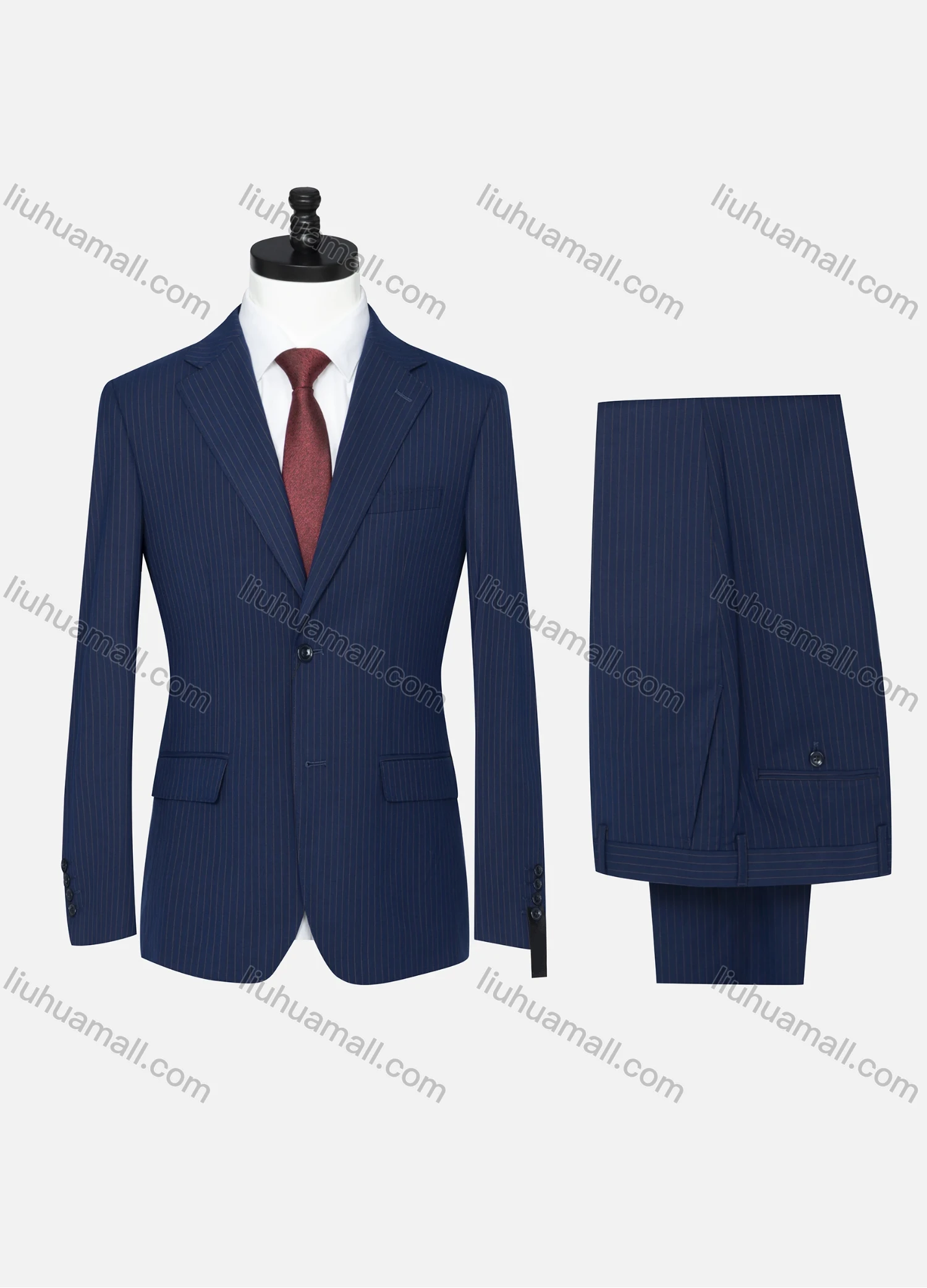 Wholesale Men's Formal Striped Two Button Blazer Jacket & Pants 2 Piece Suit Set X6070# - Liuhuamall
