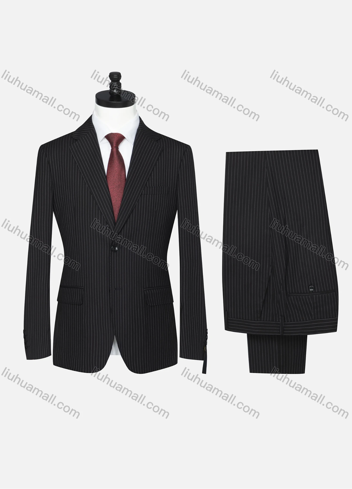 Wholesale Men's Formal Striped Two Button Blazer Jacket & Pants 2 Piece Suit Set X6070# - Liuhuamall