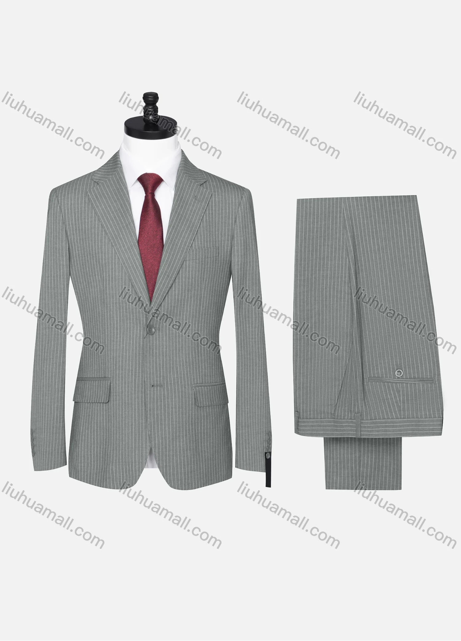 Wholesale Men's Formal Striped Two Button Blazer Jacket & Pants 2 Piece Suit Set X6070# - Liuhuamall