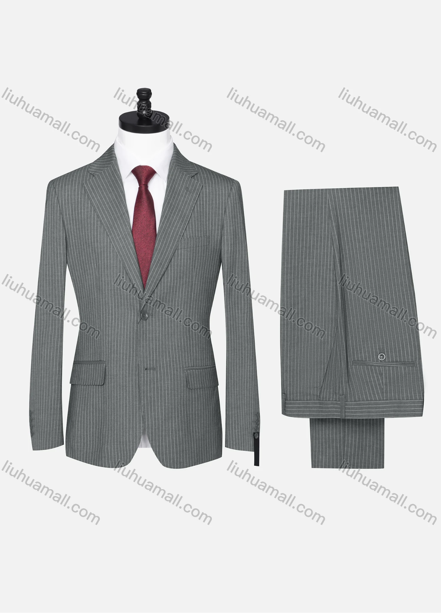 Wholesale Men's Formal Striped Two Button Blazer Jacket & Pants 2 Piece Suit Set X6070# - Liuhuamall