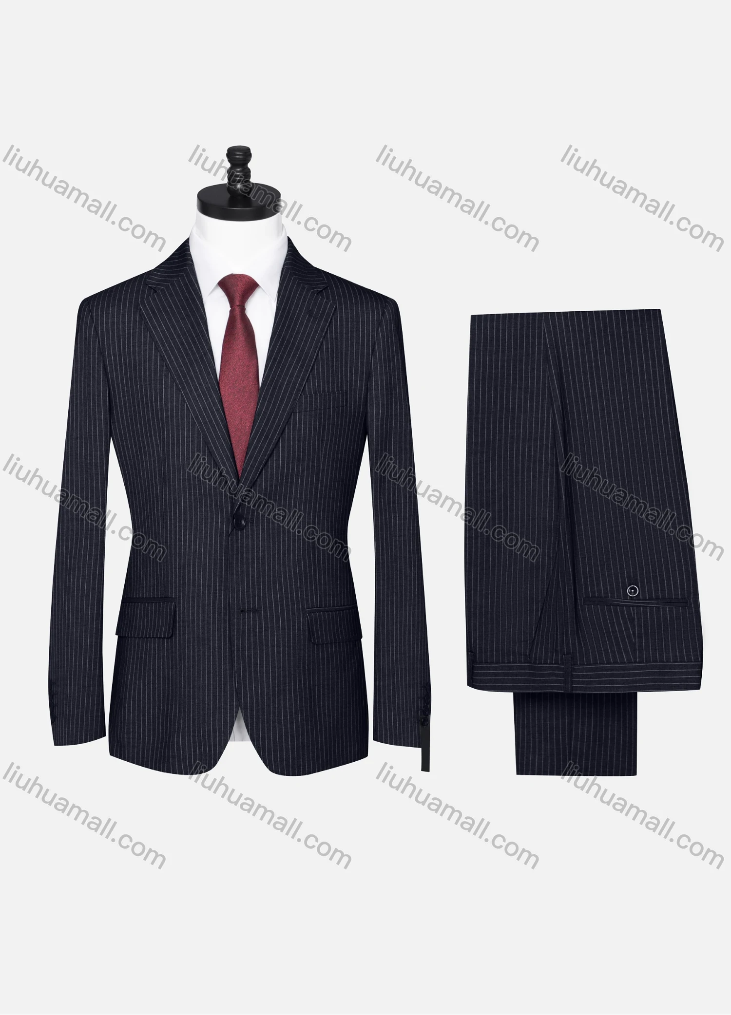 Wholesale Men's Formal Striped Two Button Blazer Jacket & Pants 2 Piece Suit Set X6070# - Liuhuamall