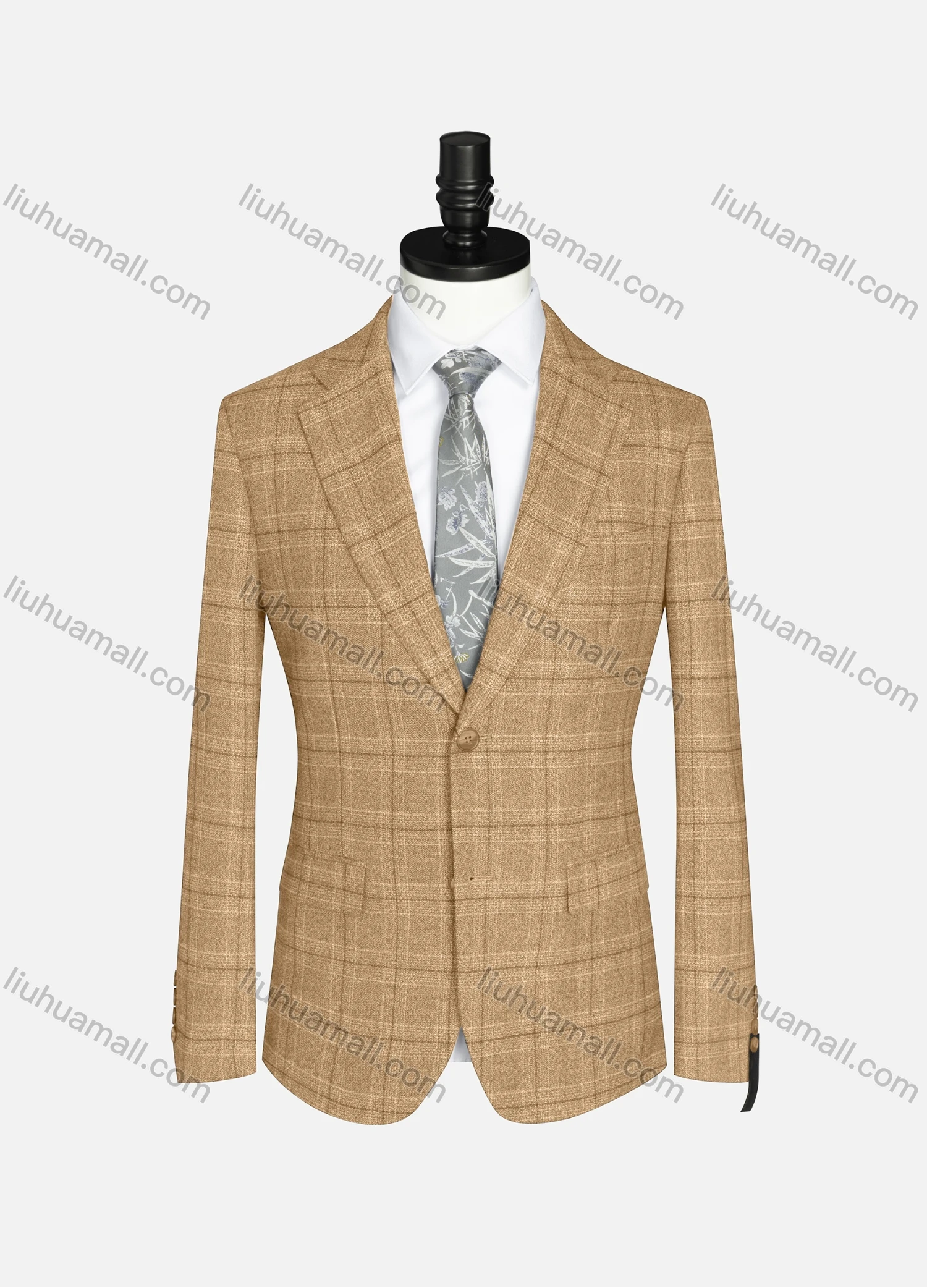 Wholesale Men's Formal Lapel Long Sleeve Two Button Plaid Blazer Jackets 9066# - Liuhuamall