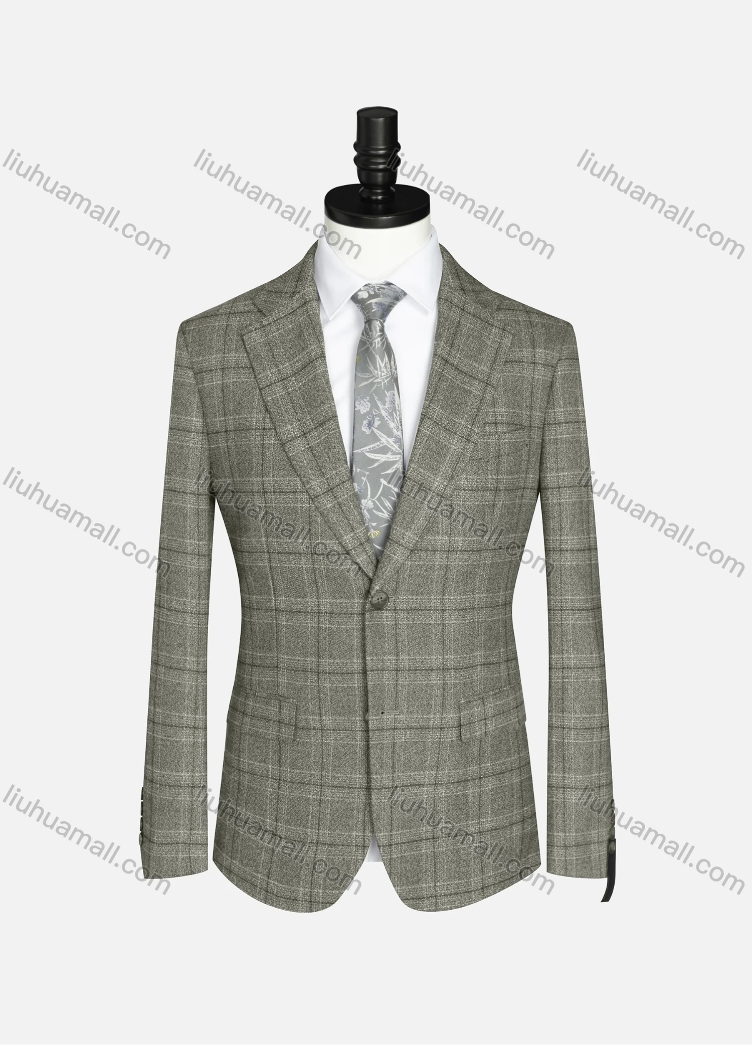 Wholesale Men's Formal Lapel Long Sleeve Two Button Plaid Blazer Jackets 9066# - Liuhuamall