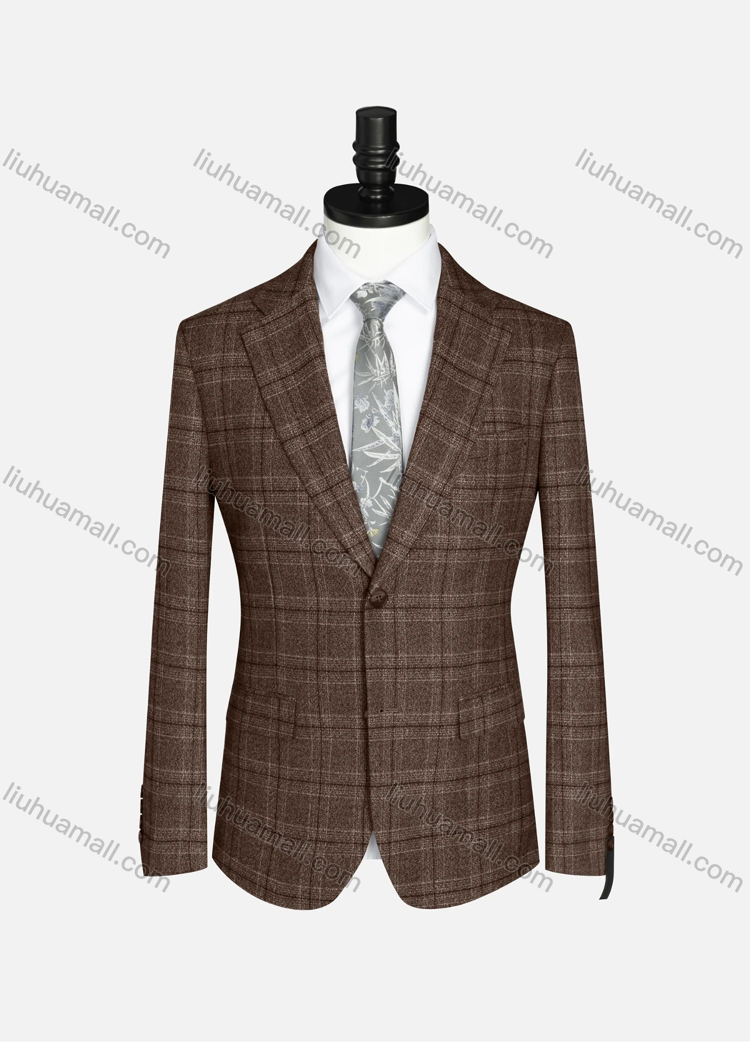 Wholesale Men's Formal Lapel Long Sleeve Two Button Plaid Blazer Jackets 9066# - Liuhuamall