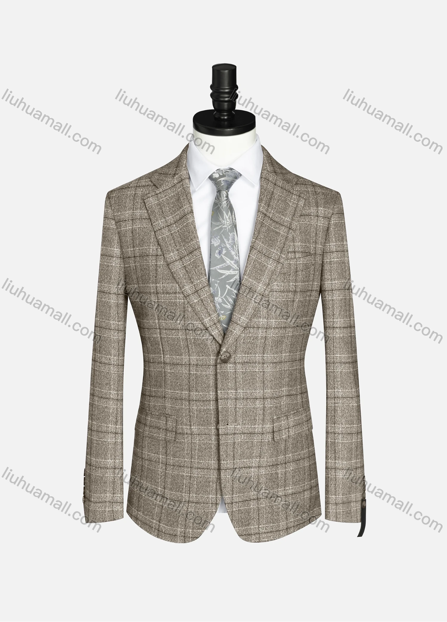 Wholesale Men's Formal Lapel Long Sleeve Two Button Plaid Blazer Jackets 9066# - Liuhuamall
