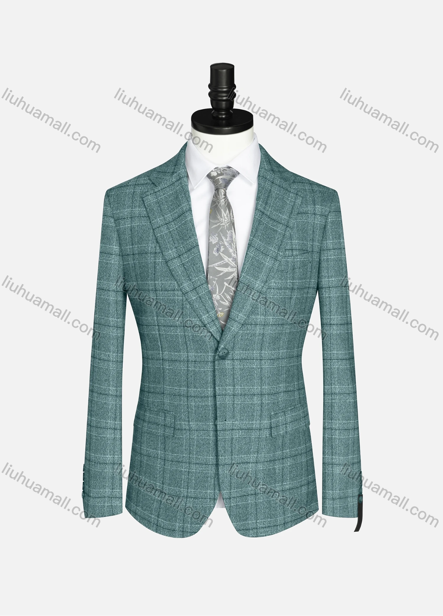 Wholesale Men's Formal Lapel Long Sleeve Two Button Plaid Blazer Jackets 9066# - Liuhuamall