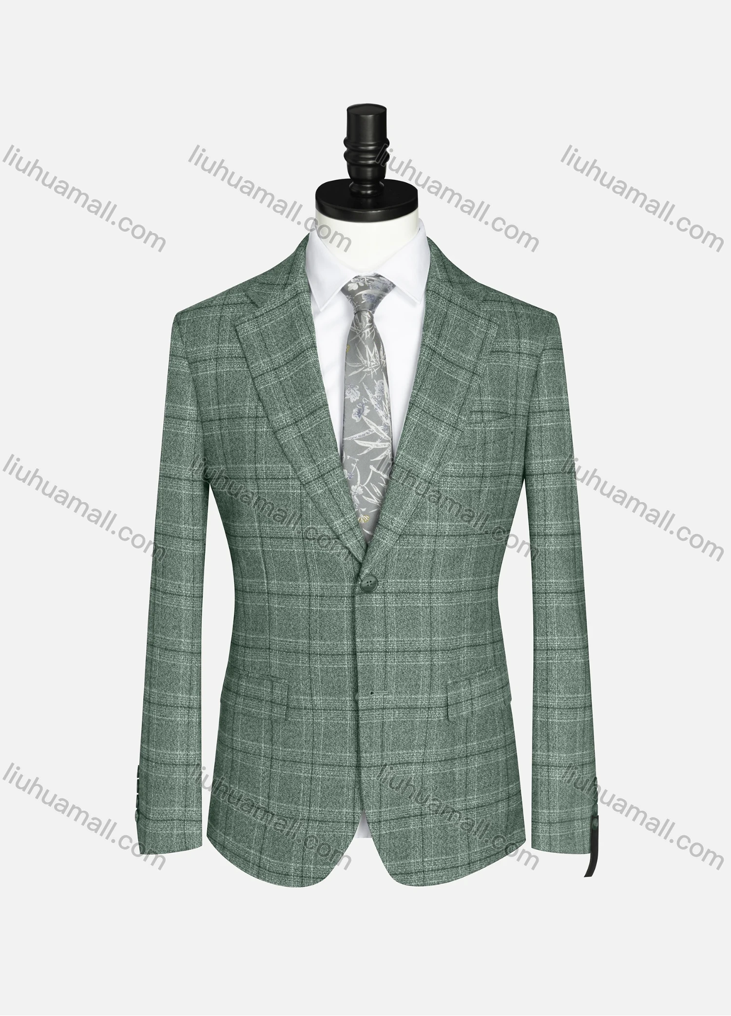 Wholesale Men's Formal Lapel Long Sleeve Two Button Plaid Blazer Jackets 9066# - Liuhuamall