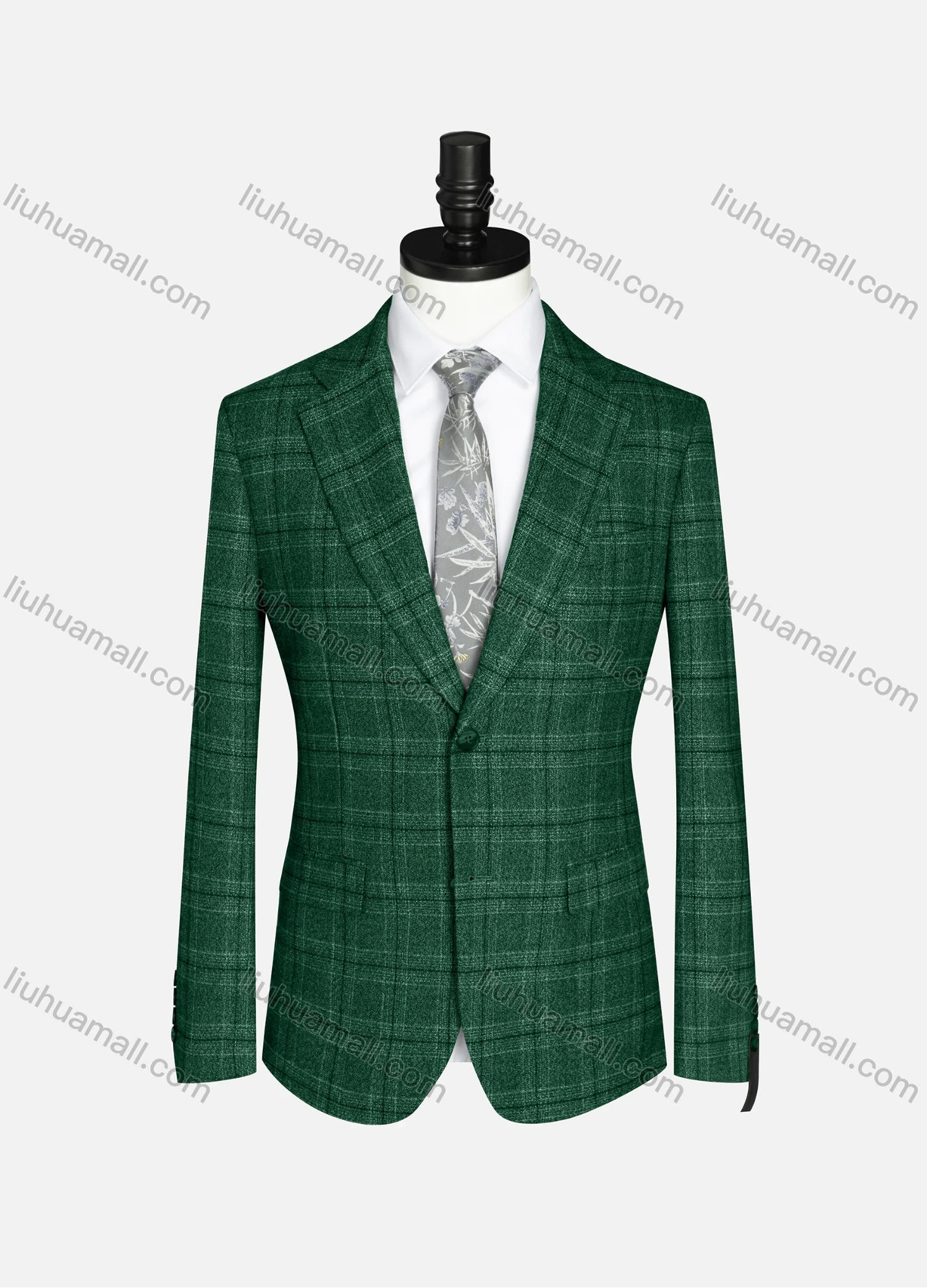 Wholesale Men's Formal Lapel Long Sleeve Two Button Plaid Blazer Jackets 9066# - Liuhuamall