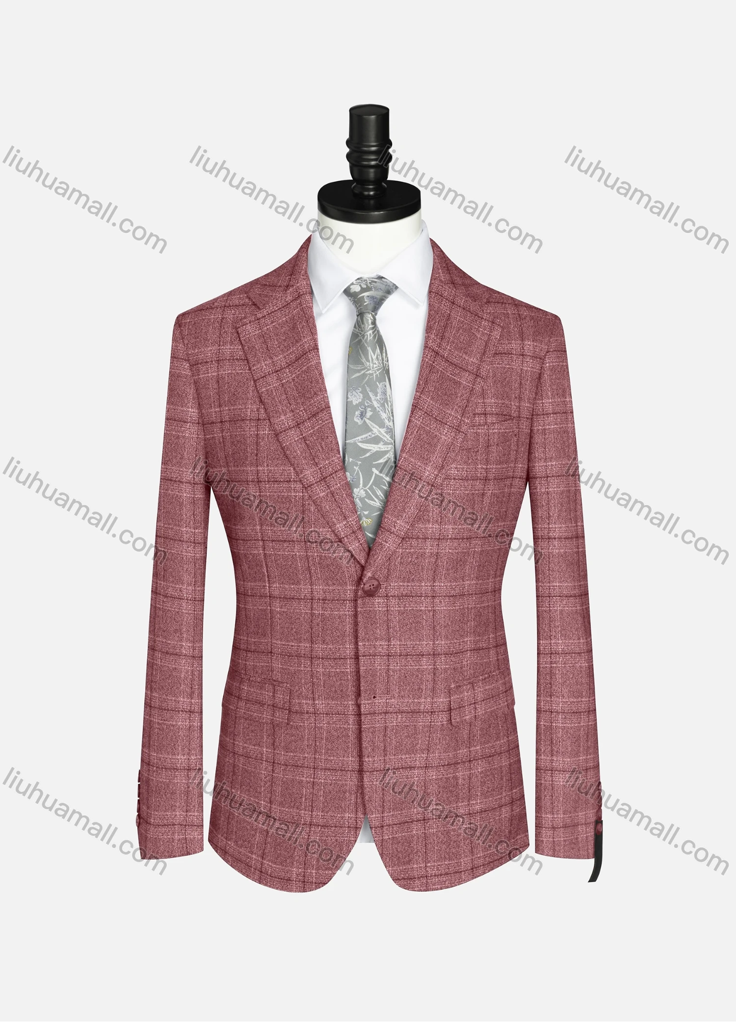 Wholesale Men's Formal Lapel Long Sleeve Two Button Plaid Blazer Jackets 9066# - Liuhuamall
