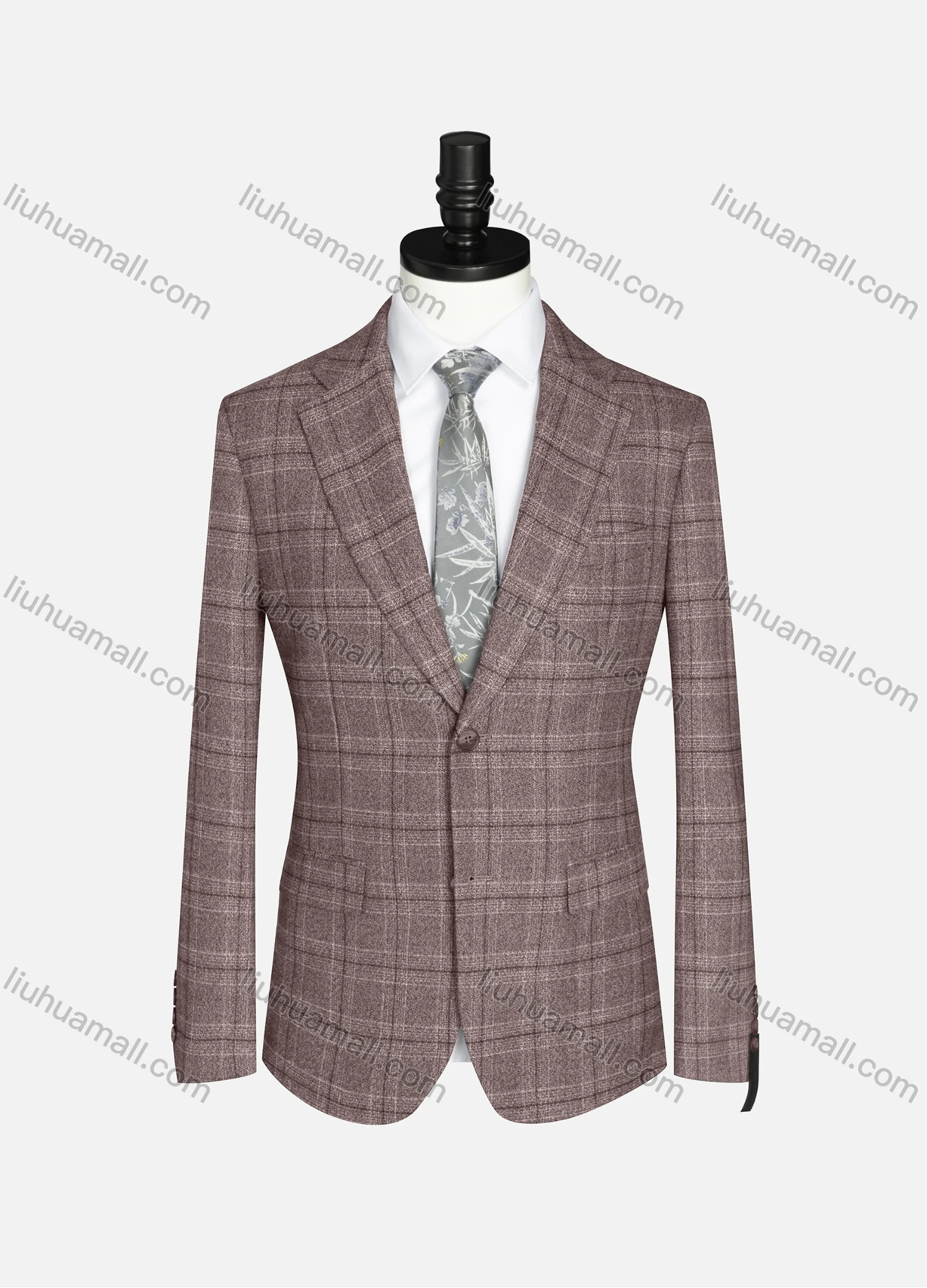 Wholesale Men's Formal Lapel Long Sleeve Two Button Plaid Blazer Jackets 9066# - Liuhuamall