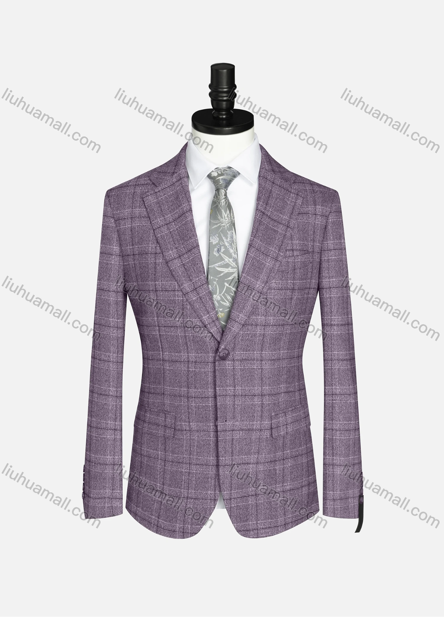 Wholesale Men's Formal Lapel Long Sleeve Two Button Plaid Blazer Jackets 9066# - Liuhuamall