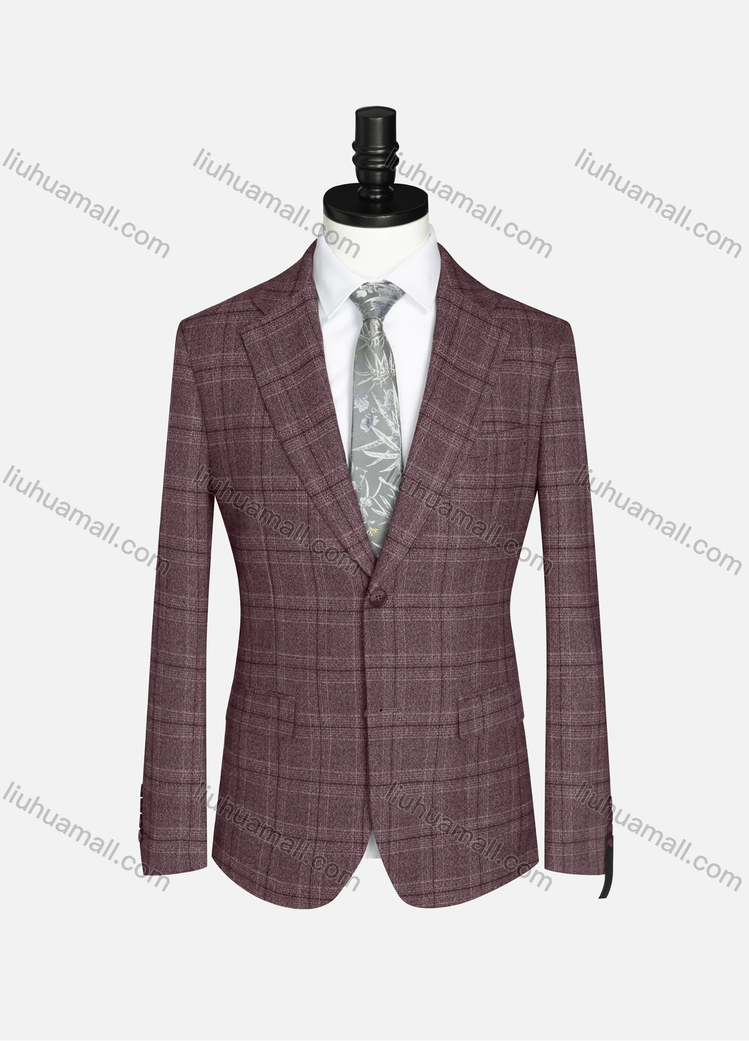 Wholesale Men's Formal Lapel Long Sleeve Two Button Plaid Blazer Jackets 9066# - Liuhuamall