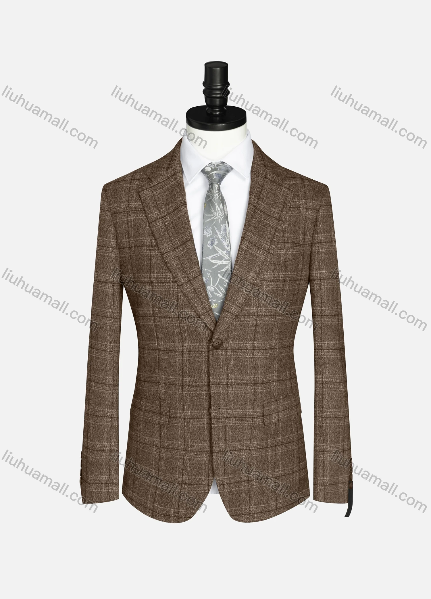 Wholesale Men's Formal Lapel Long Sleeve Two Button Plaid Blazer Jackets 9066# - Liuhuamall
