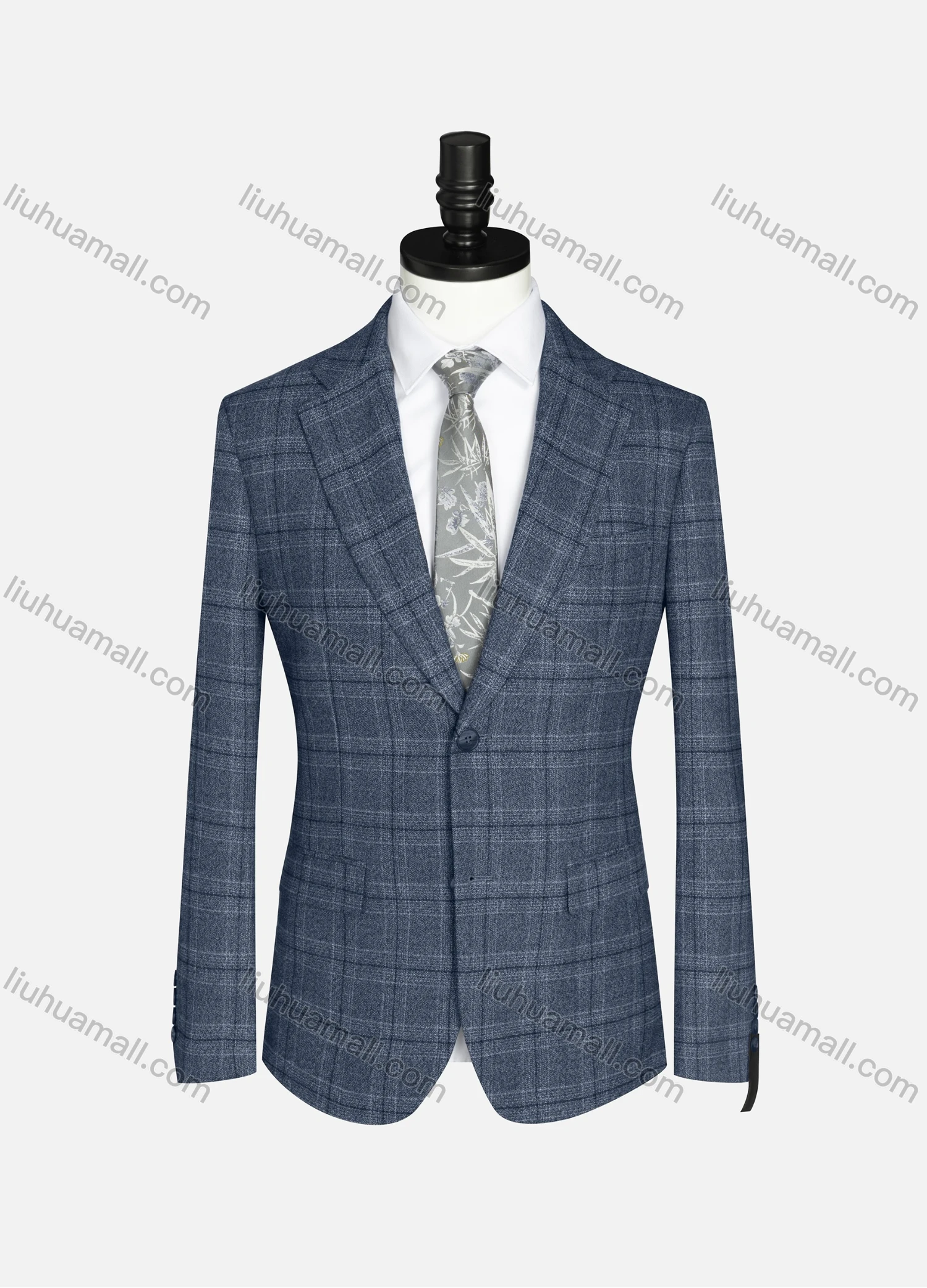 Wholesale Men's Formal Lapel Long Sleeve Two Button Plaid Blazer Jackets 9066# - Liuhuamall