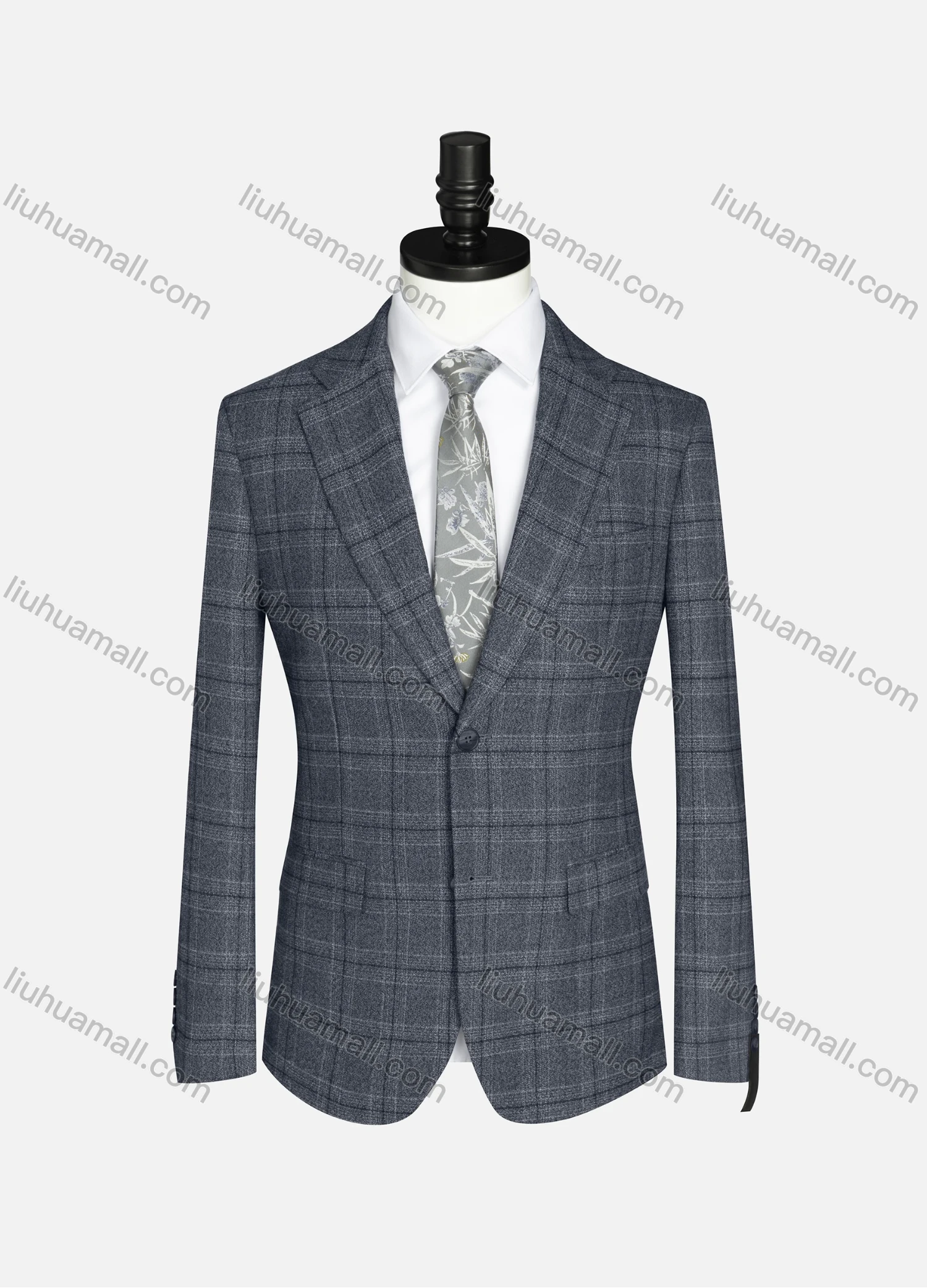 Wholesale Men's Formal Lapel Long Sleeve Two Button Plaid Blazer Jackets 9066# - Liuhuamall