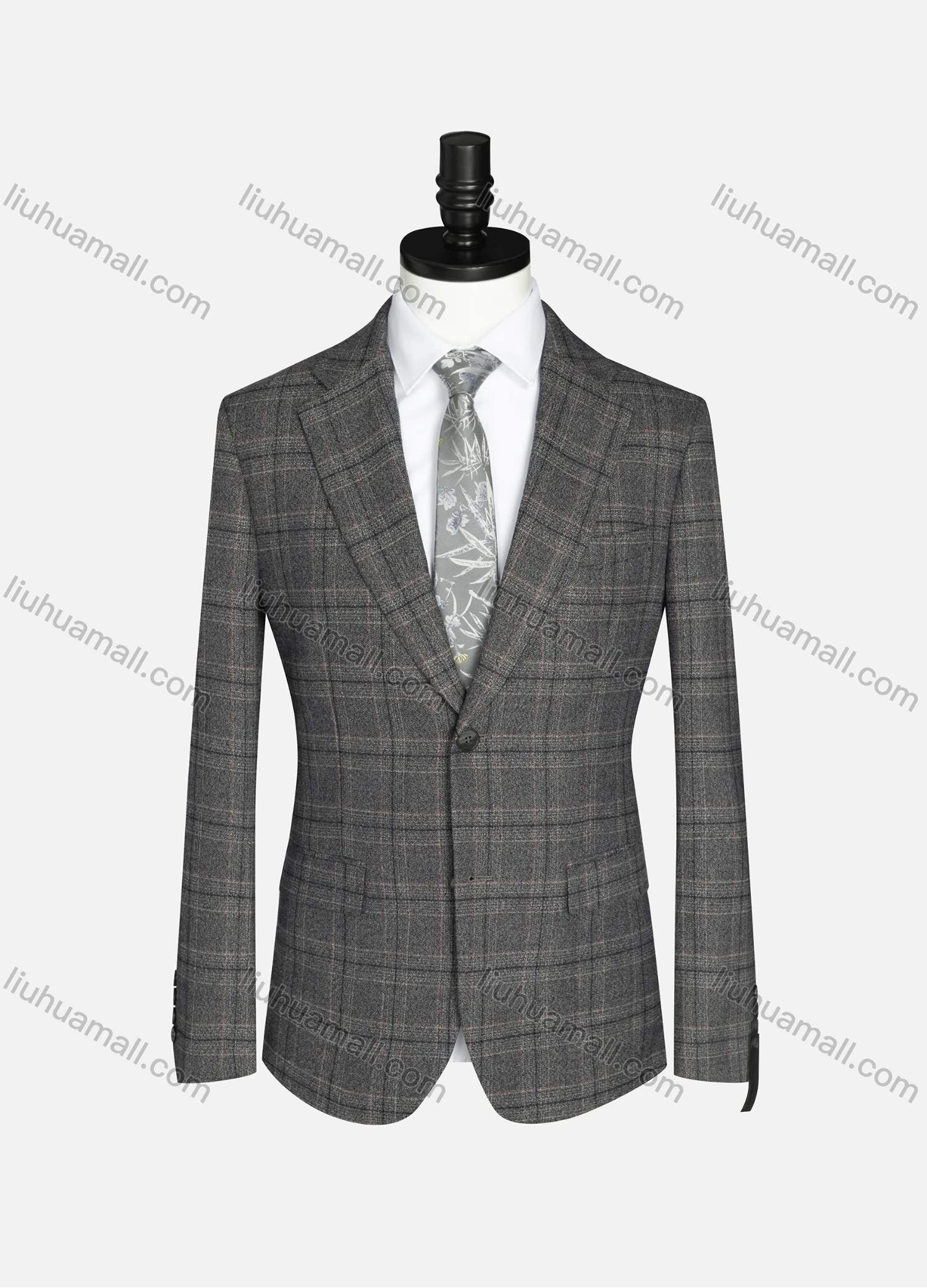Wholesale Men's Formal Lapel Long Sleeve Two Button Plaid Blazer Jackets 9066# - Liuhuamall