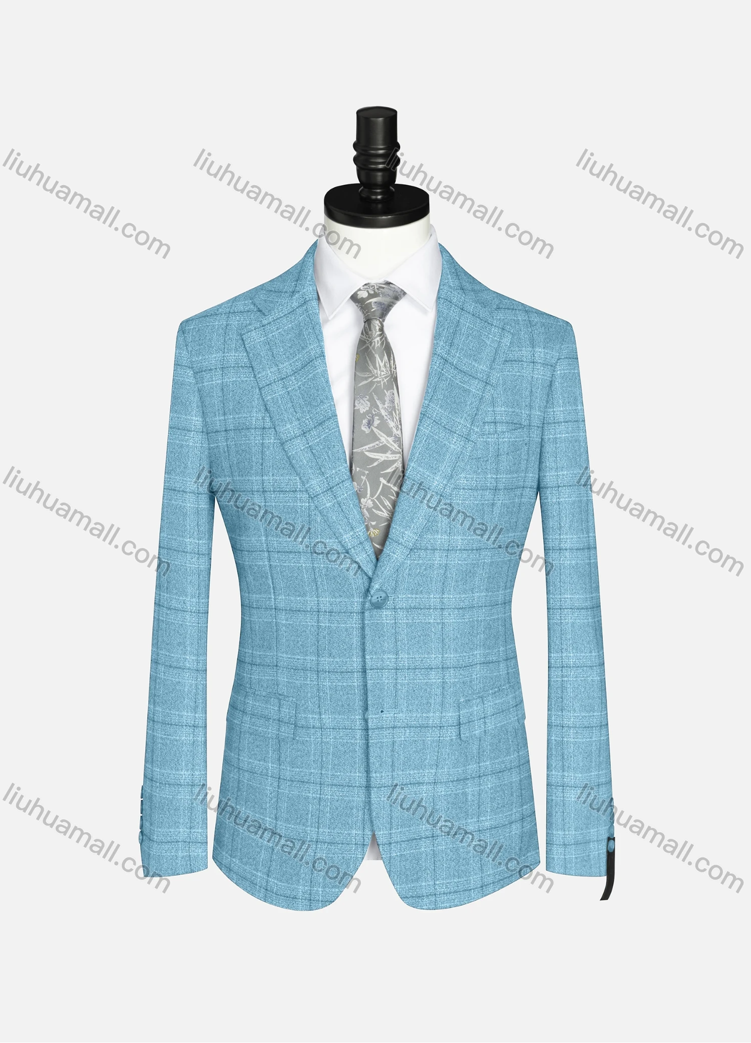 Wholesale Men's Formal Lapel Long Sleeve Two Button Plaid Blazer Jackets 9066# - Liuhuamall