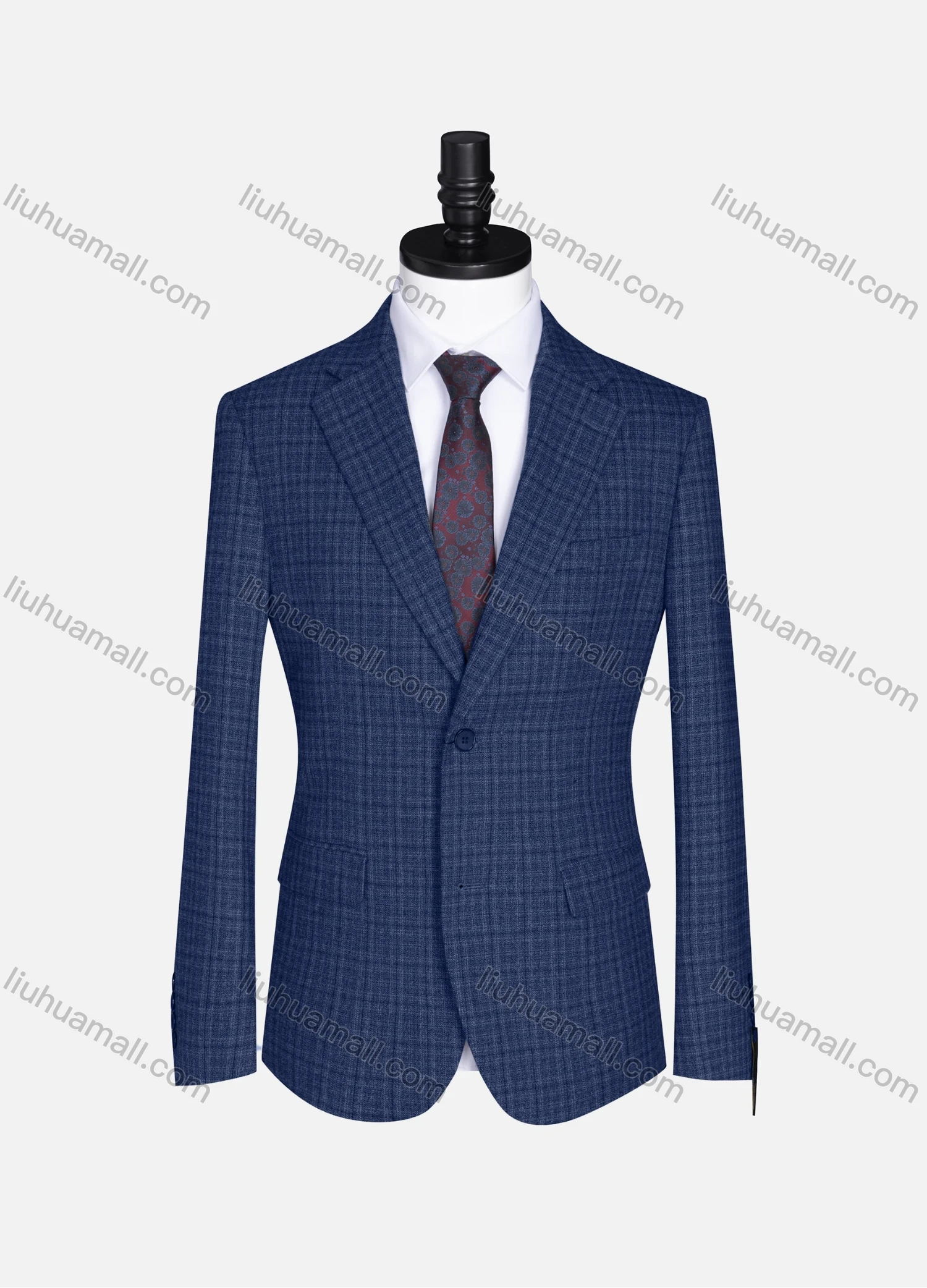 Wholesale Men's Formal Lapel Long Sleeve Two Button Plaid Blazer Jackets 9073# - Liuhuamall