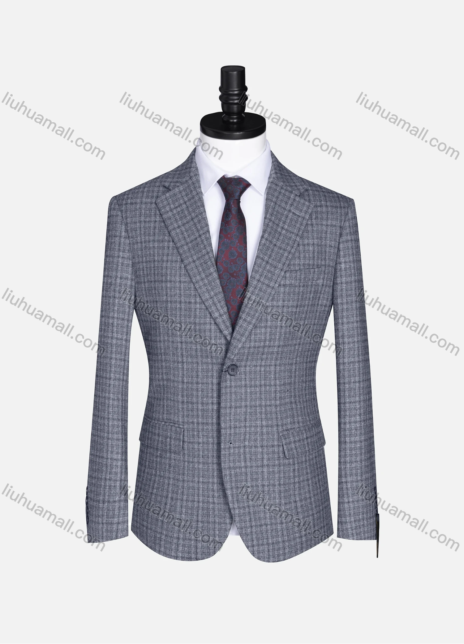 Wholesale Men's Formal Lapel Long Sleeve Two Button Plaid Blazer Jackets 9073# - Liuhuamall
