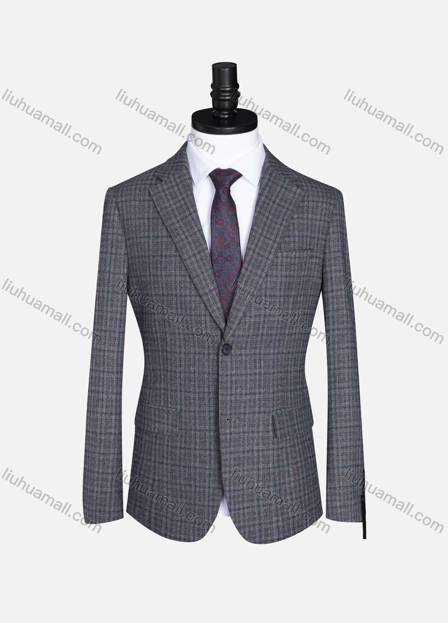 Wholesale Men's Formal Lapel Long Sleeve Two Button Plaid Blazer Jackets 9073# - Liuhuamall