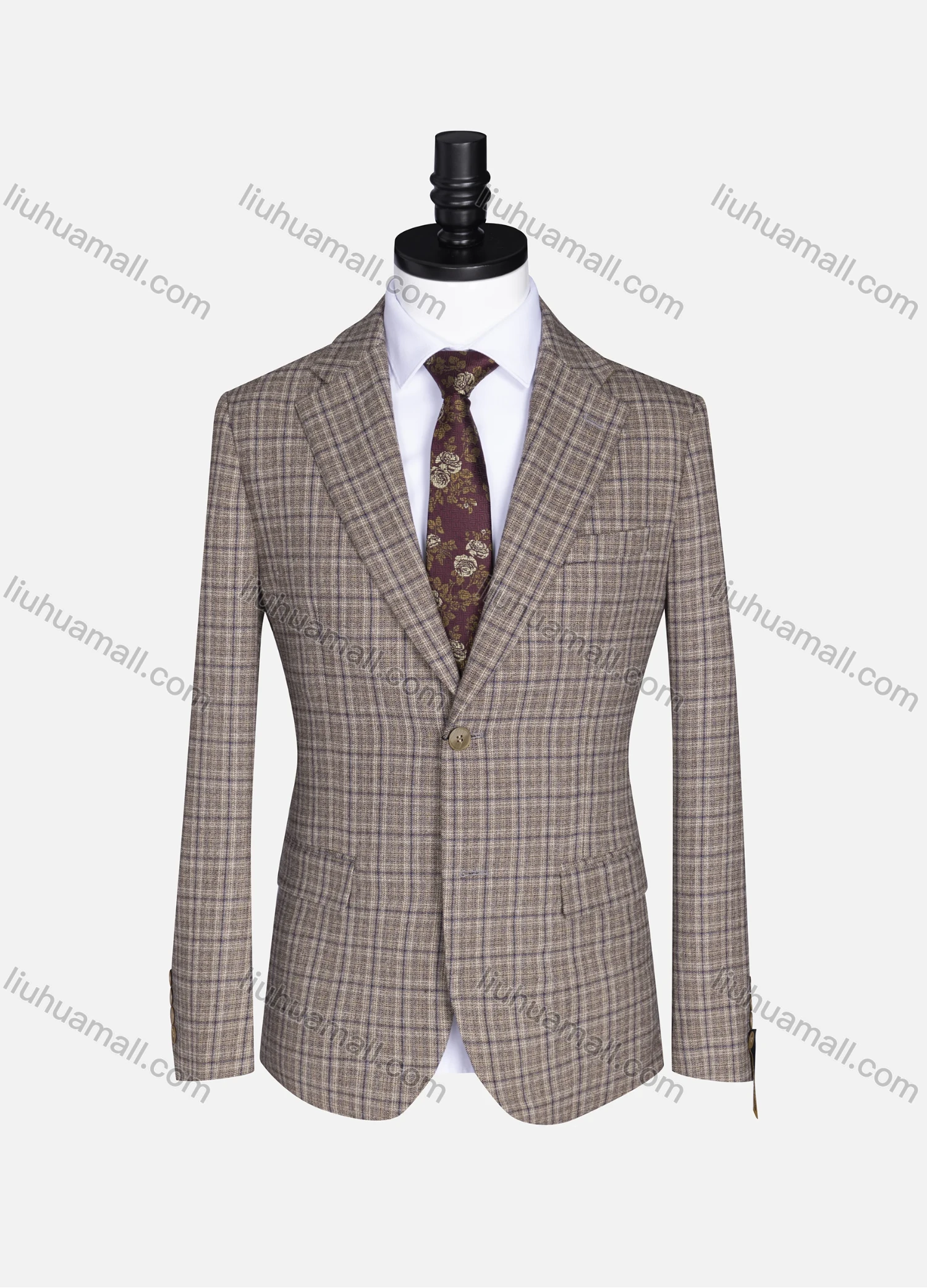 Wholesale Men's Formal Lapel Long Sleeve Two Button Plaid Blazer Jackets 9073# - Liuhuamall