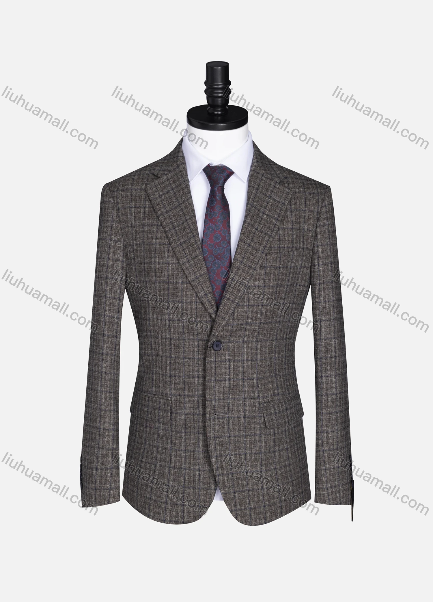 Wholesale Men's Formal Lapel Long Sleeve Two Button Plaid Blazer Jackets 9073# - Liuhuamall