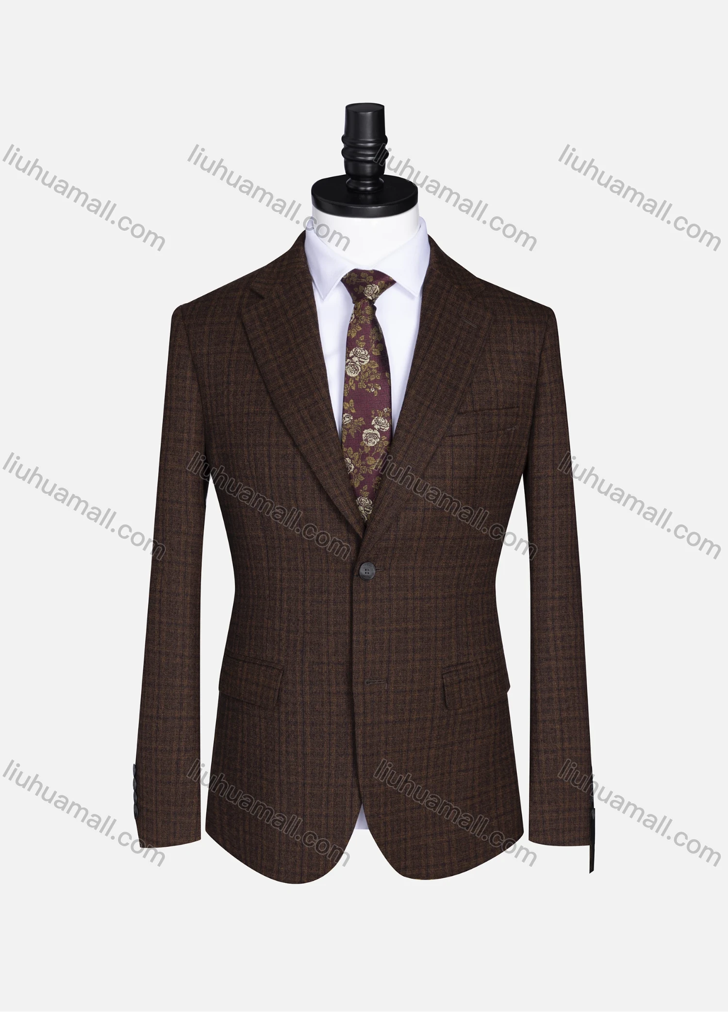 Wholesale Men's Formal Lapel Long Sleeve Two Button Plaid Blazer Jackets 9073# - Liuhuamall