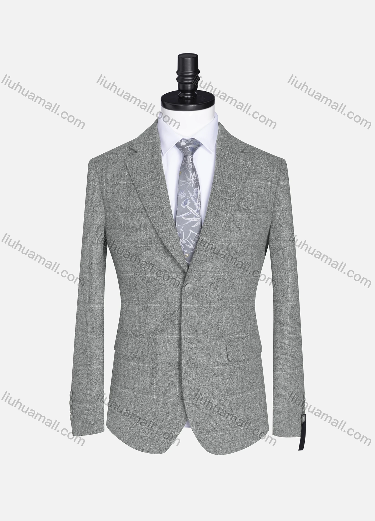 Wholesale Men's Formal Lapel Plaid Long Sleeve Two Button Blazer Jackets 9078# - Liuhuamall
