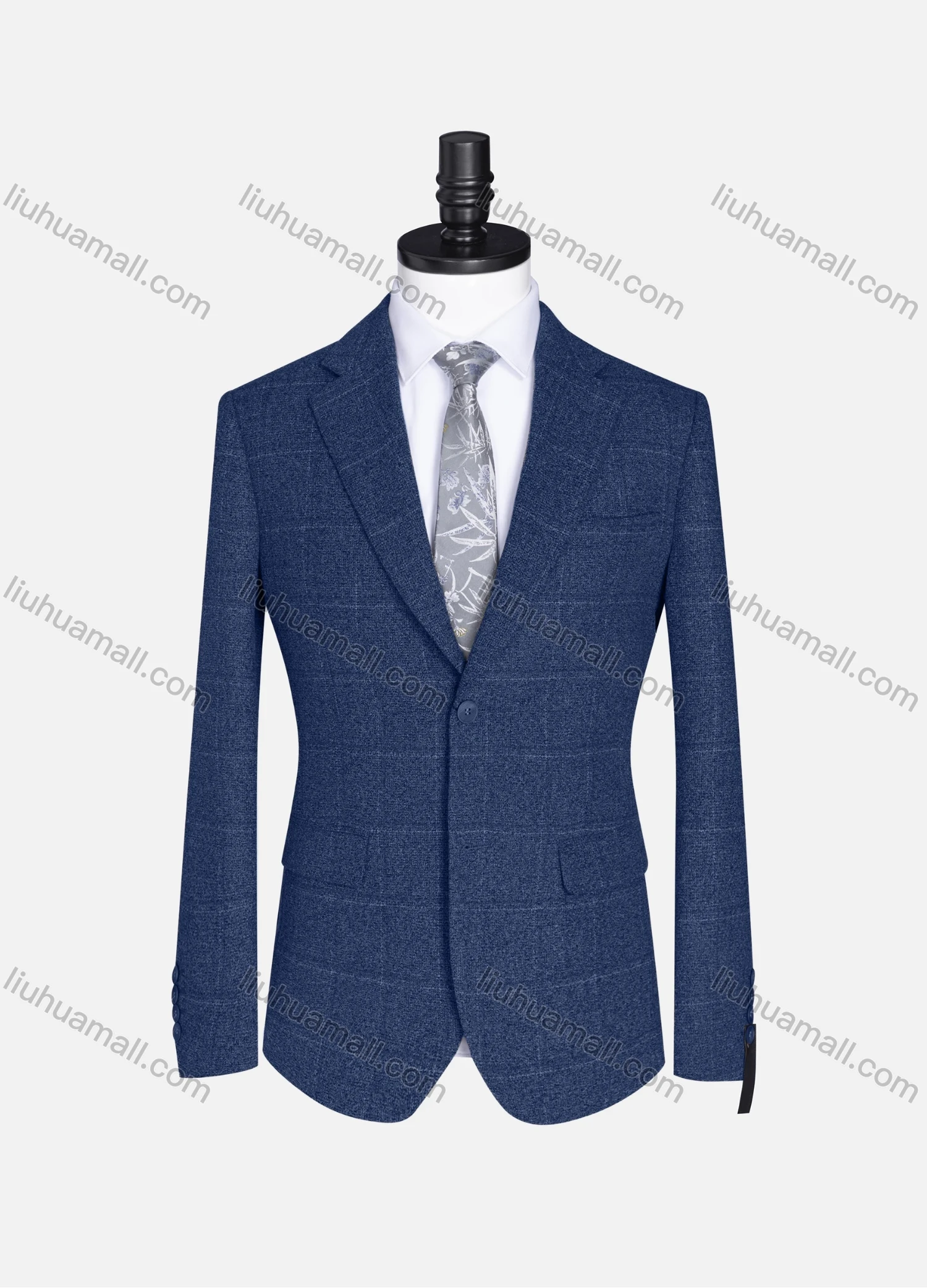 Wholesale Men's Formal Lapel Plaid Long Sleeve Two Button Blazer Jackets 9078# - Liuhuamall