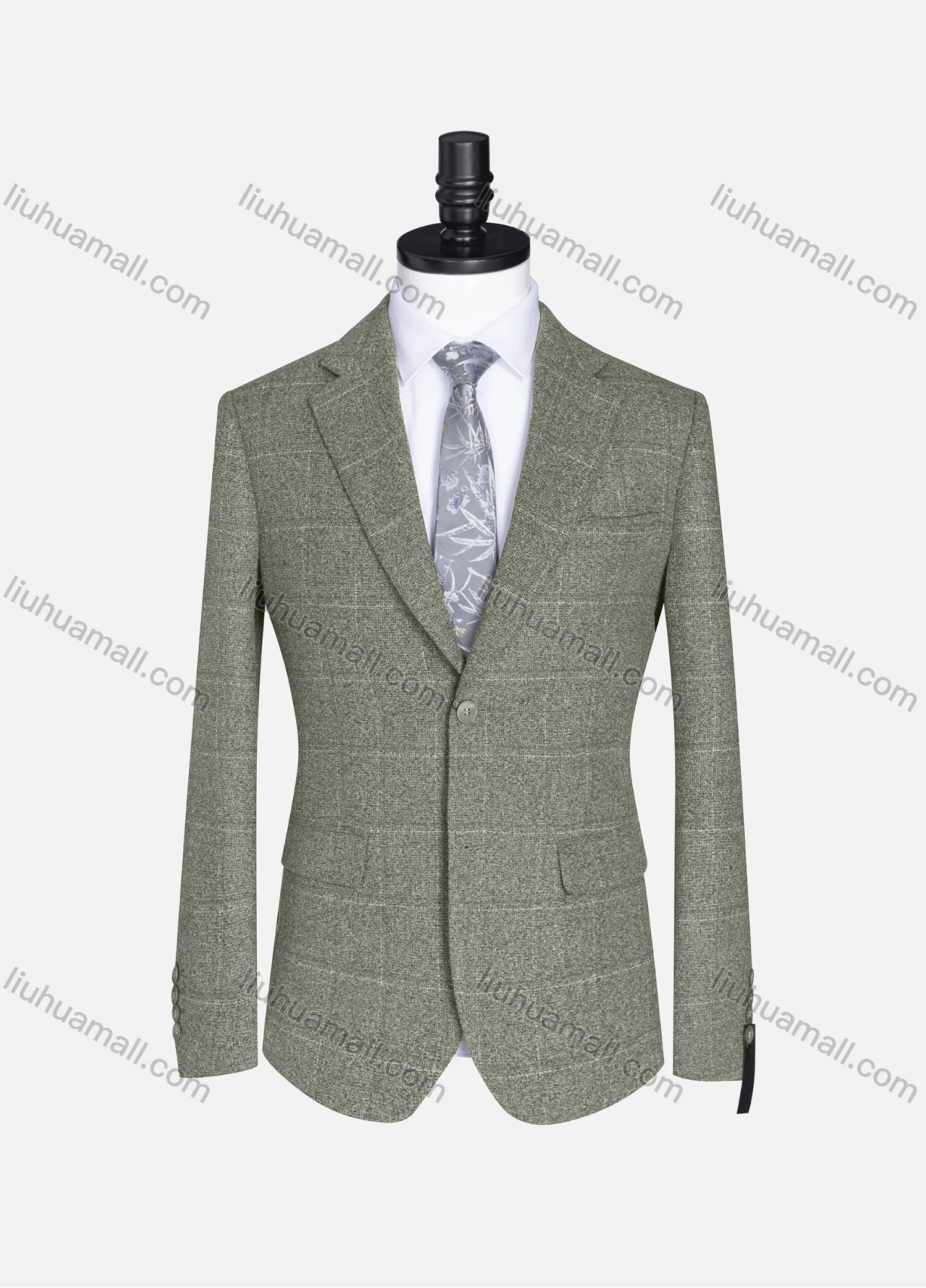 Wholesale Men's Formal Lapel Plaid Long Sleeve Two Button Blazer Jackets 9078# - Liuhuamall