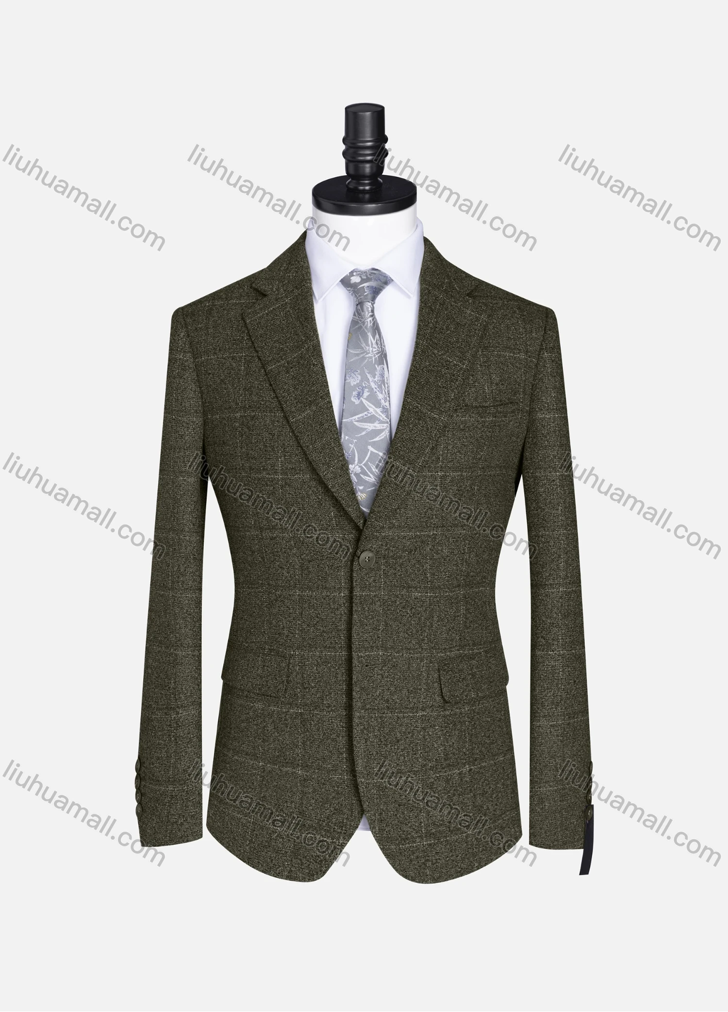 Wholesale Men's Formal Lapel Plaid Long Sleeve Two Button Blazer Jackets 9078# - Liuhuamall