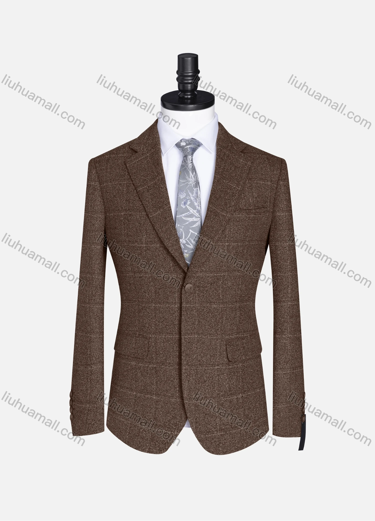 Wholesale Men's Formal Lapel Plaid Long Sleeve Two Button Blazer Jackets 9078# - Liuhuamall