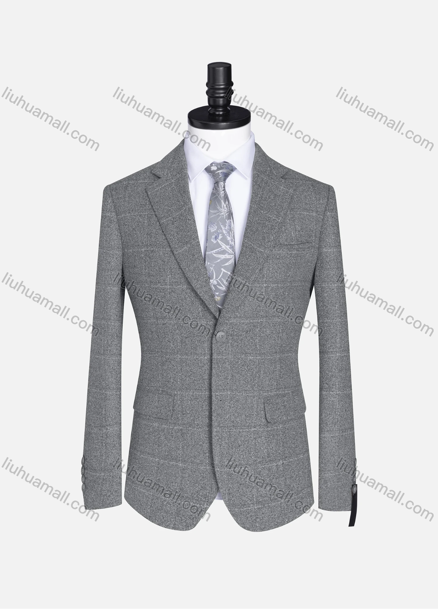 Wholesale Men's Formal Lapel Plaid Long Sleeve Two Button Blazer Jackets 9078# - Liuhuamall