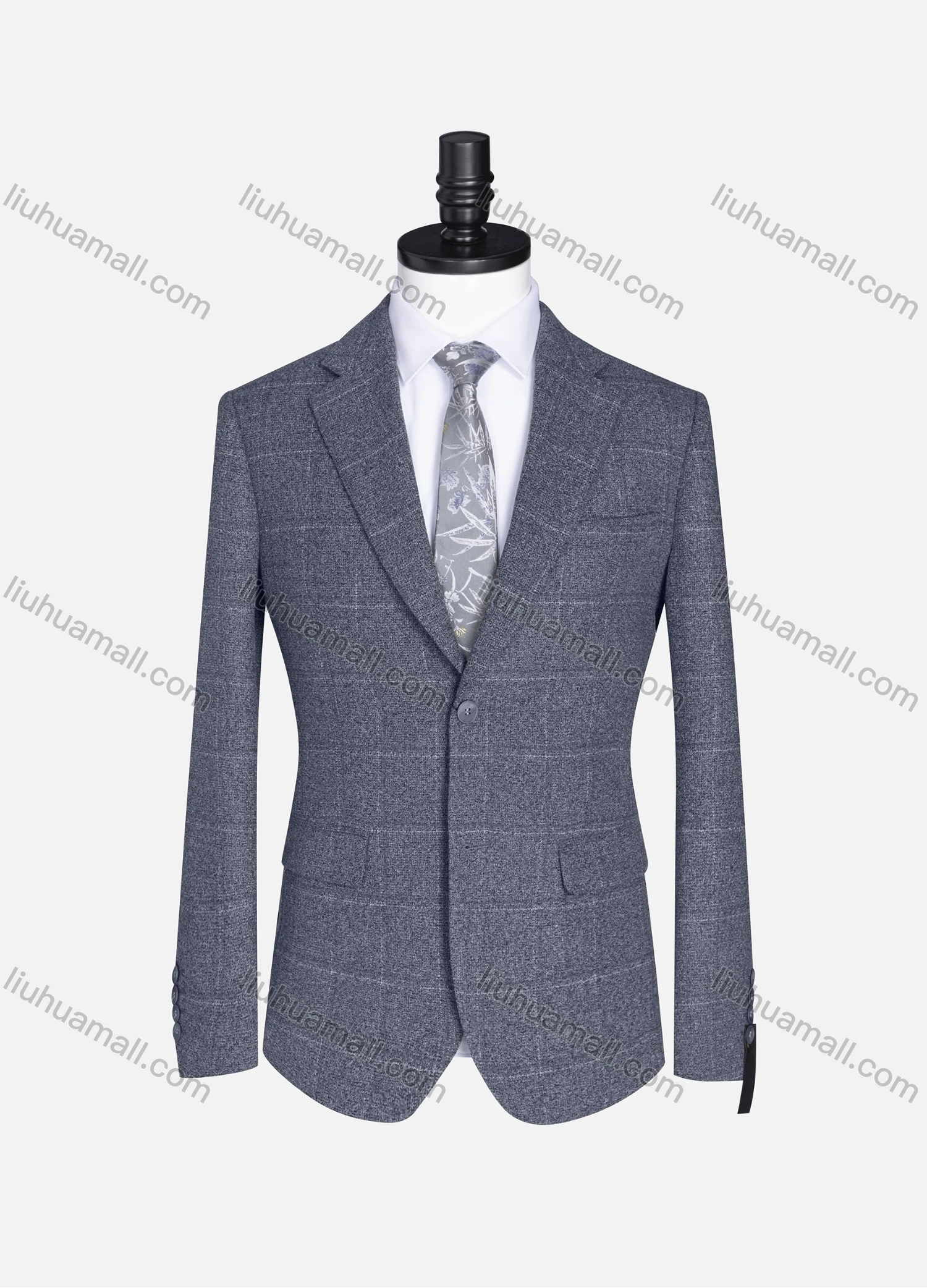 Wholesale Men's Formal Lapel Plaid Long Sleeve Two Button Blazer Jackets 9078# - Liuhuamall