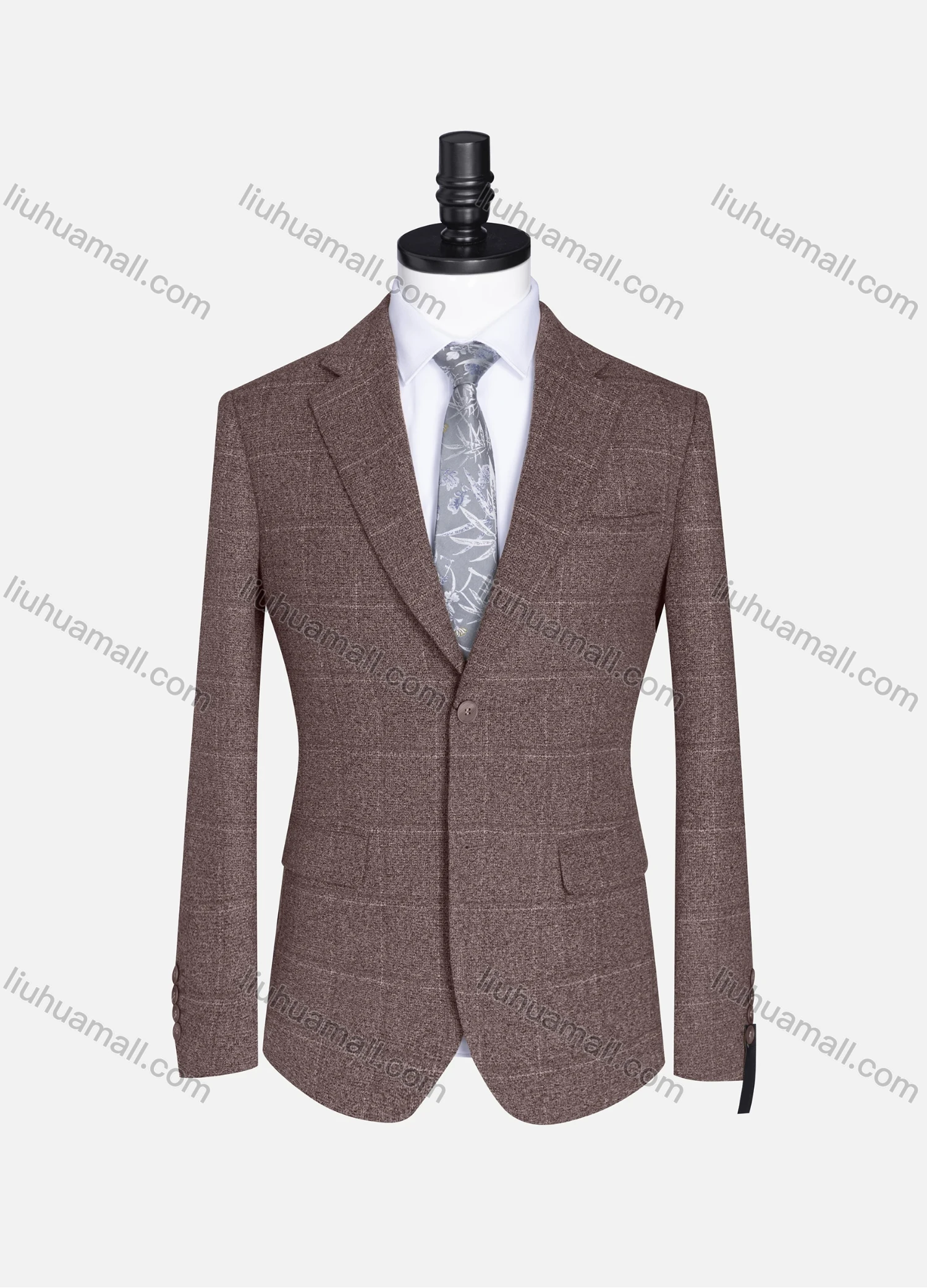 Wholesale Men's Formal Lapel Plaid Long Sleeve Two Button Blazer Jackets 9078# - Liuhuamall