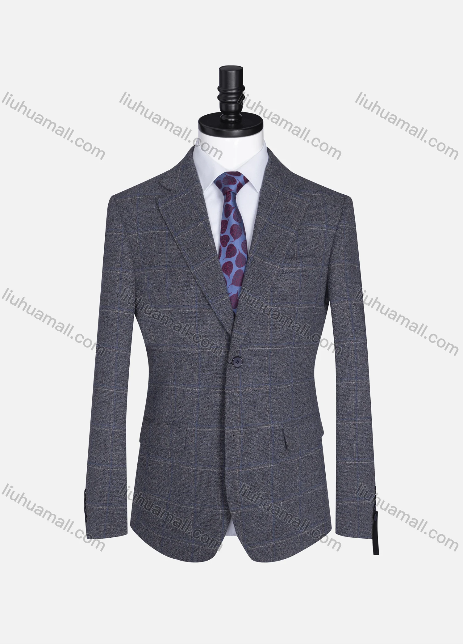 Wholesale Men's Formal Lapel Plaid Long Sleeve Two Button Blazer Jackets 9078# - Liuhuamall