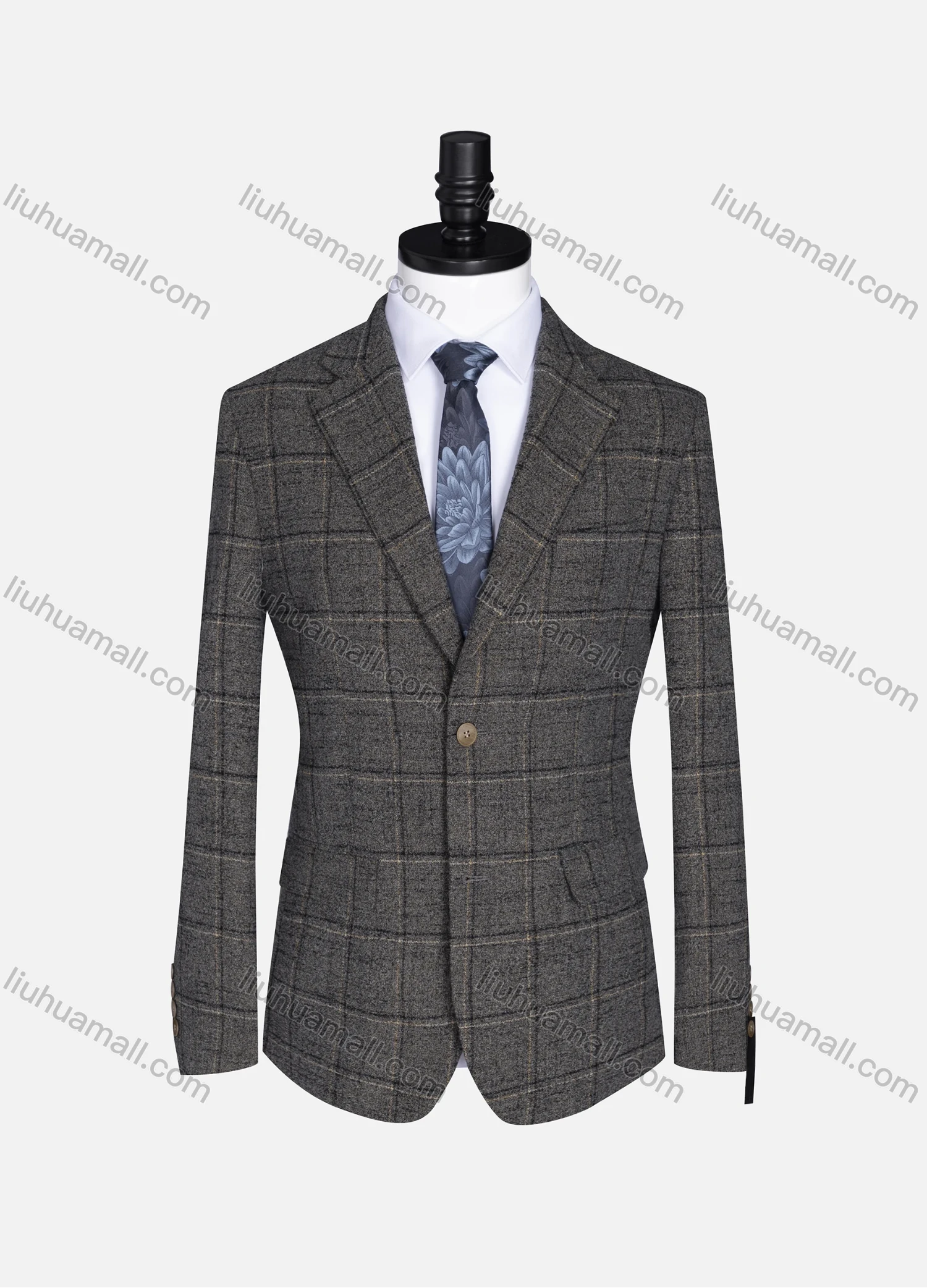 Wholesale Men's Formal Lapel Plaid Long Sleeve Two Button Blazer Jackets 9078# - Liuhuamall
