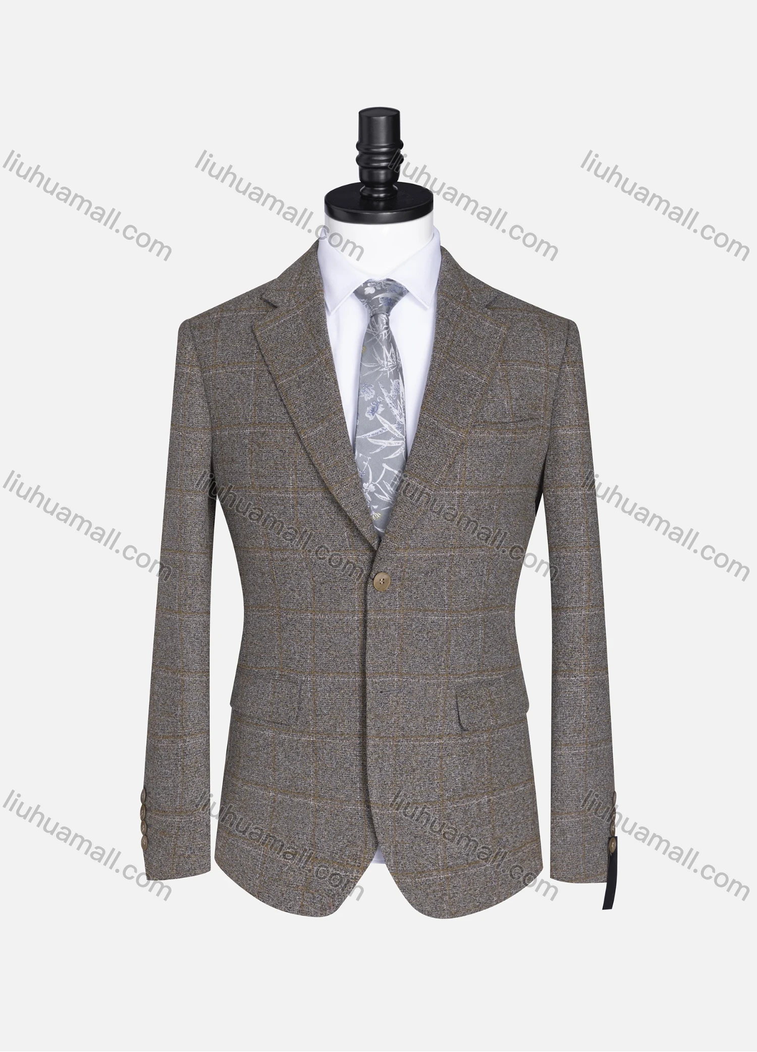 Wholesale Men's Formal Lapel Plaid Long Sleeve Two Button Blazer Jackets 9078# - Liuhuamall