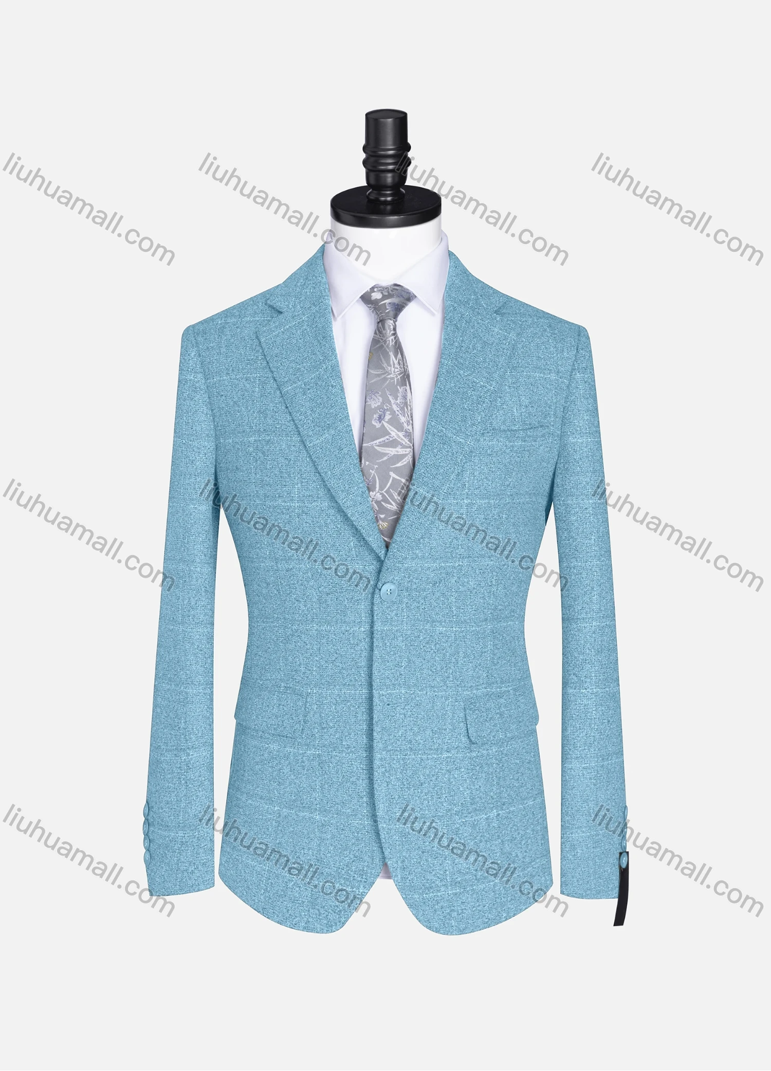 Wholesale Men's Formal Lapel Plaid Long Sleeve Two Button Blazer Jackets 9078# - Liuhuamall