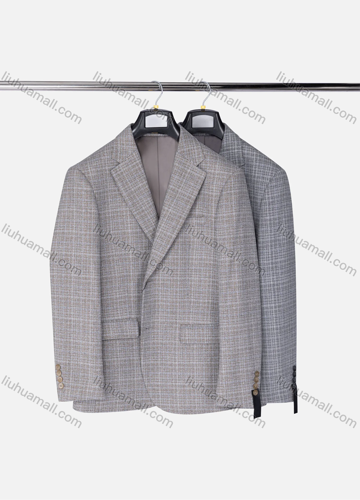 Wholesale Men's Formal Lapel Allover Plaid Print Long Sleeve Two Button Blazer Jackets 9101# - Liuhuamall