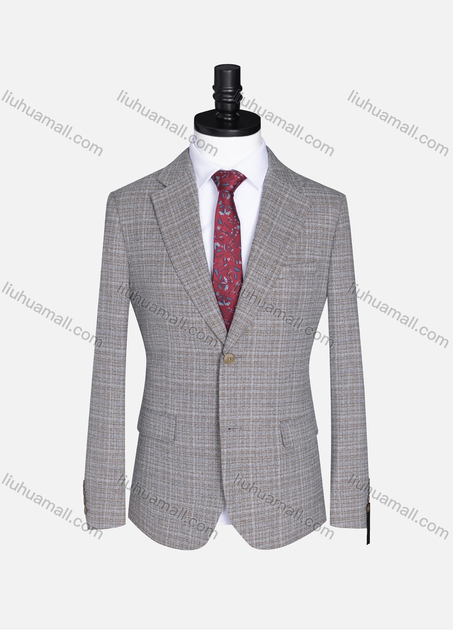 Wholesale Men's Formal Lapel Allover Plaid Print Long Sleeve Two Button Blazer Jackets 9101# - Liuhuamall