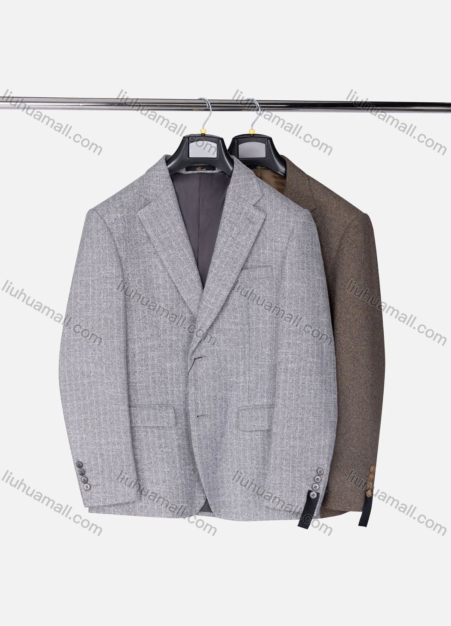 Wholesale Men's Formal Lapel Allover Plaid Print Long Sleeve Two Button Blazer Jackets 9125# - Liuhuamall