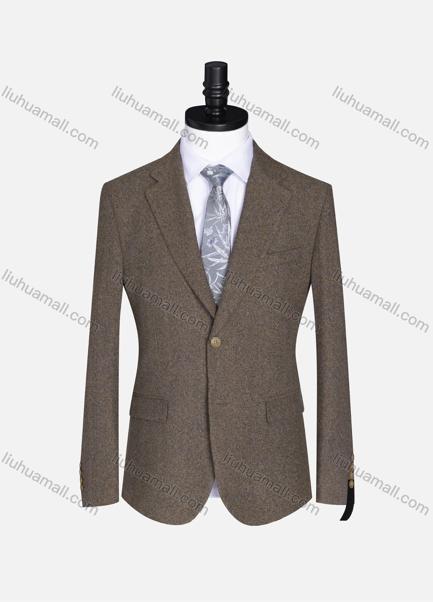 Wholesale Men's Formal Lapel Allover Plaid Print Long Sleeve Two Button Blazer Jackets 9125# - Liuhuamall