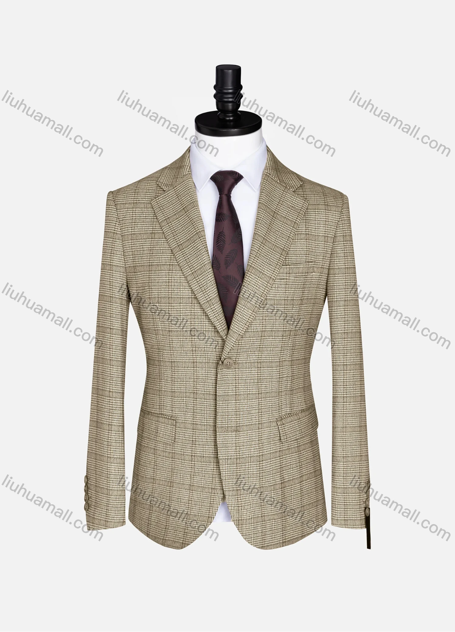 Wholesale Men's Formal Lapel Gingham Long Sleeve Two Button Blazer Jackets 723785# - Liuhuamall
